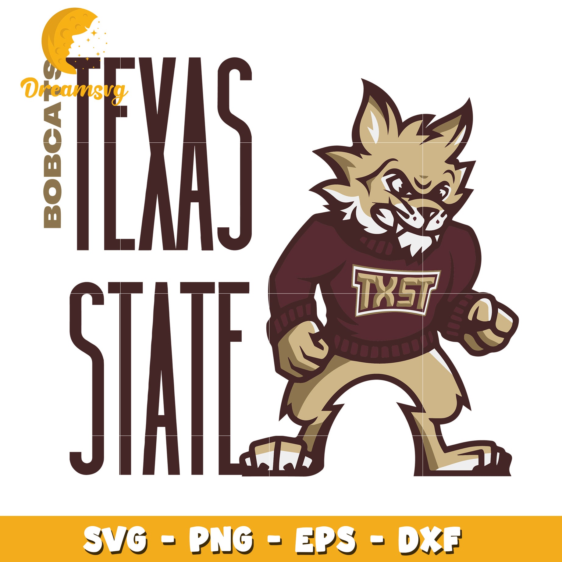 Texas State Bobcat SVG PNG EPS DXF