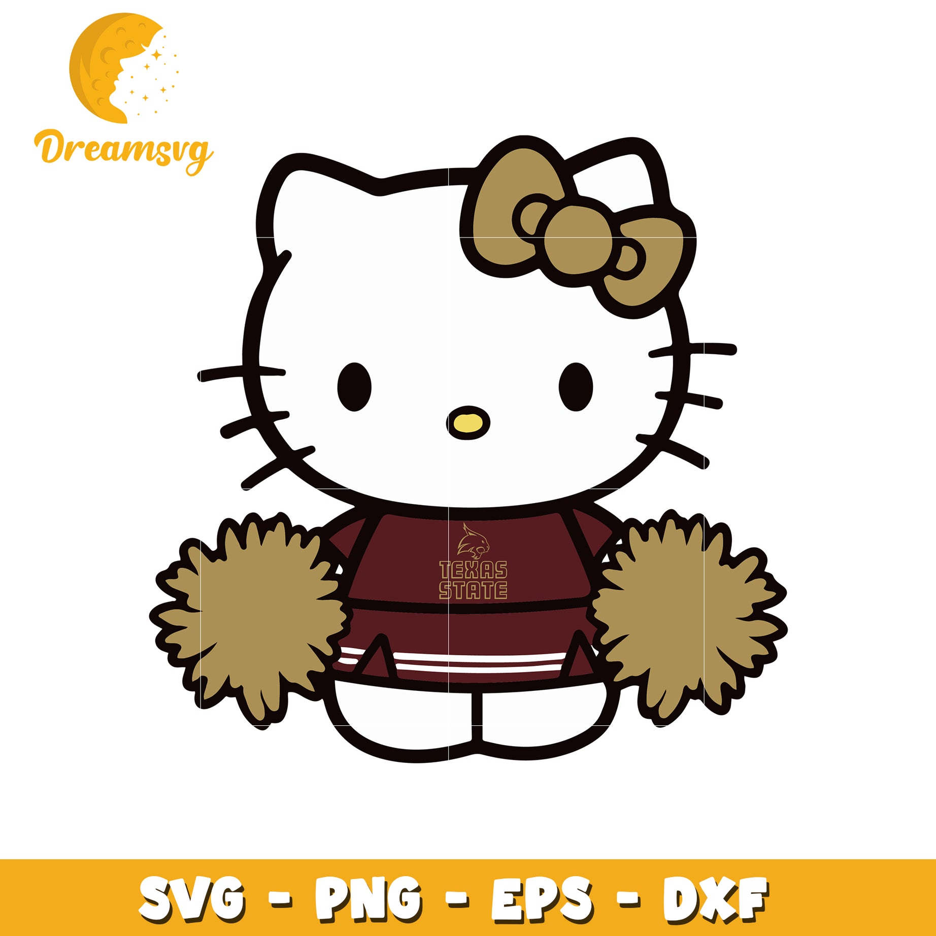 Texas State Hello Kitty SVG Design