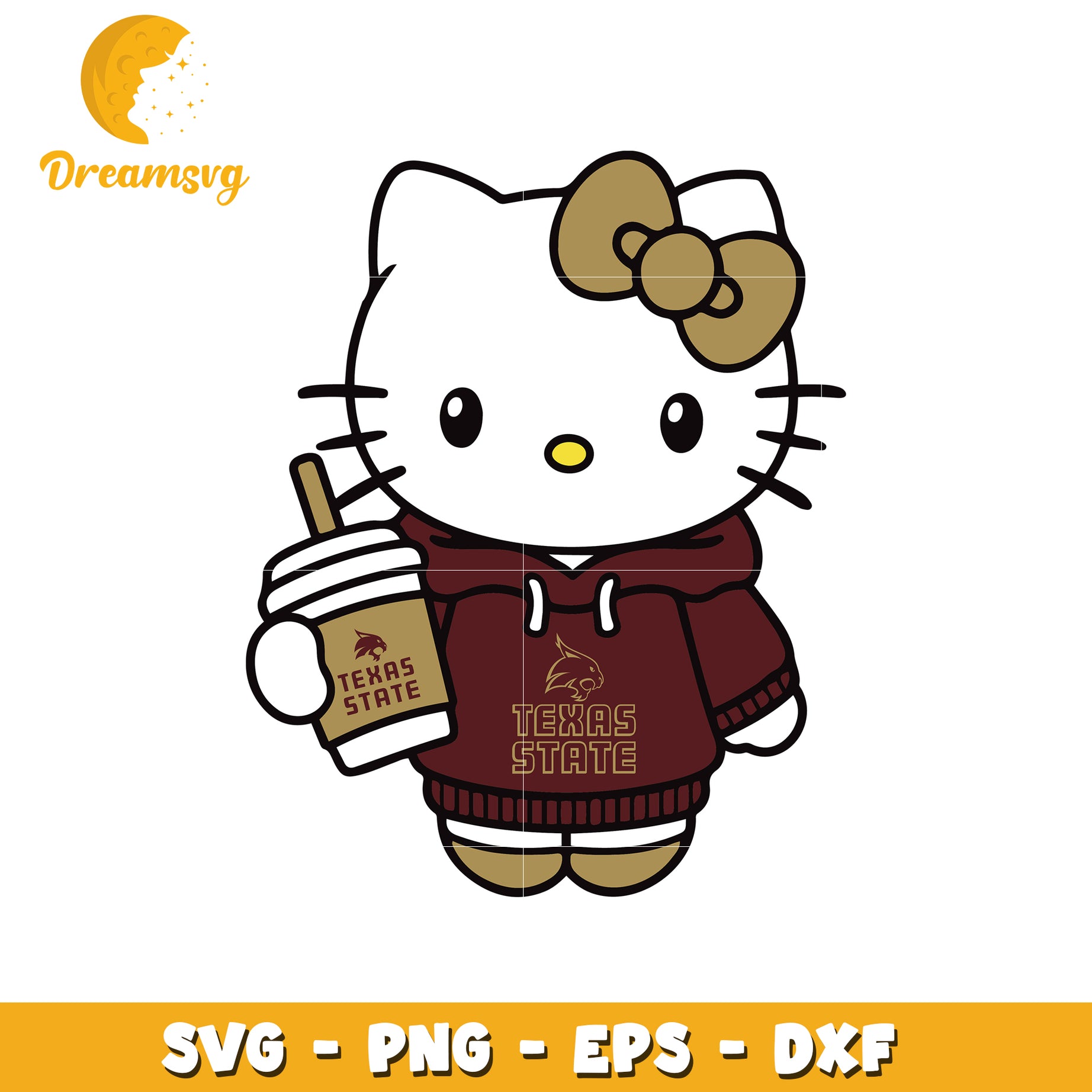 Texas State Hello Kitty SVG Design for Fans