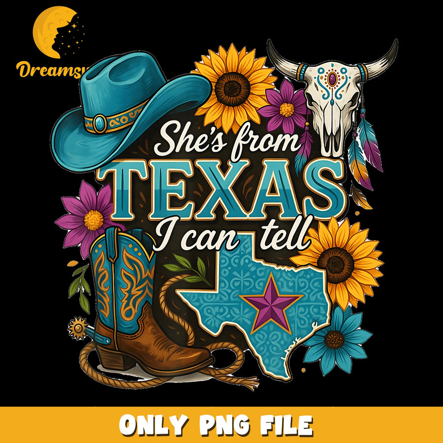 Texas Girl PNG, Western Style, Floral Design PNG