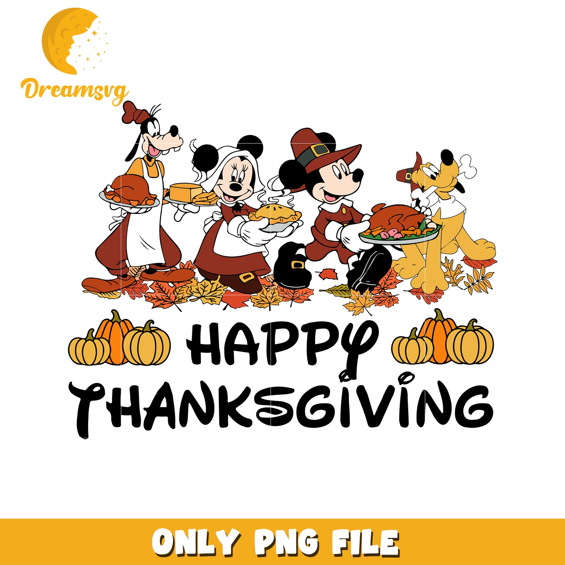 Thanksgiving Celebration PNG featuring Mickey and Friends