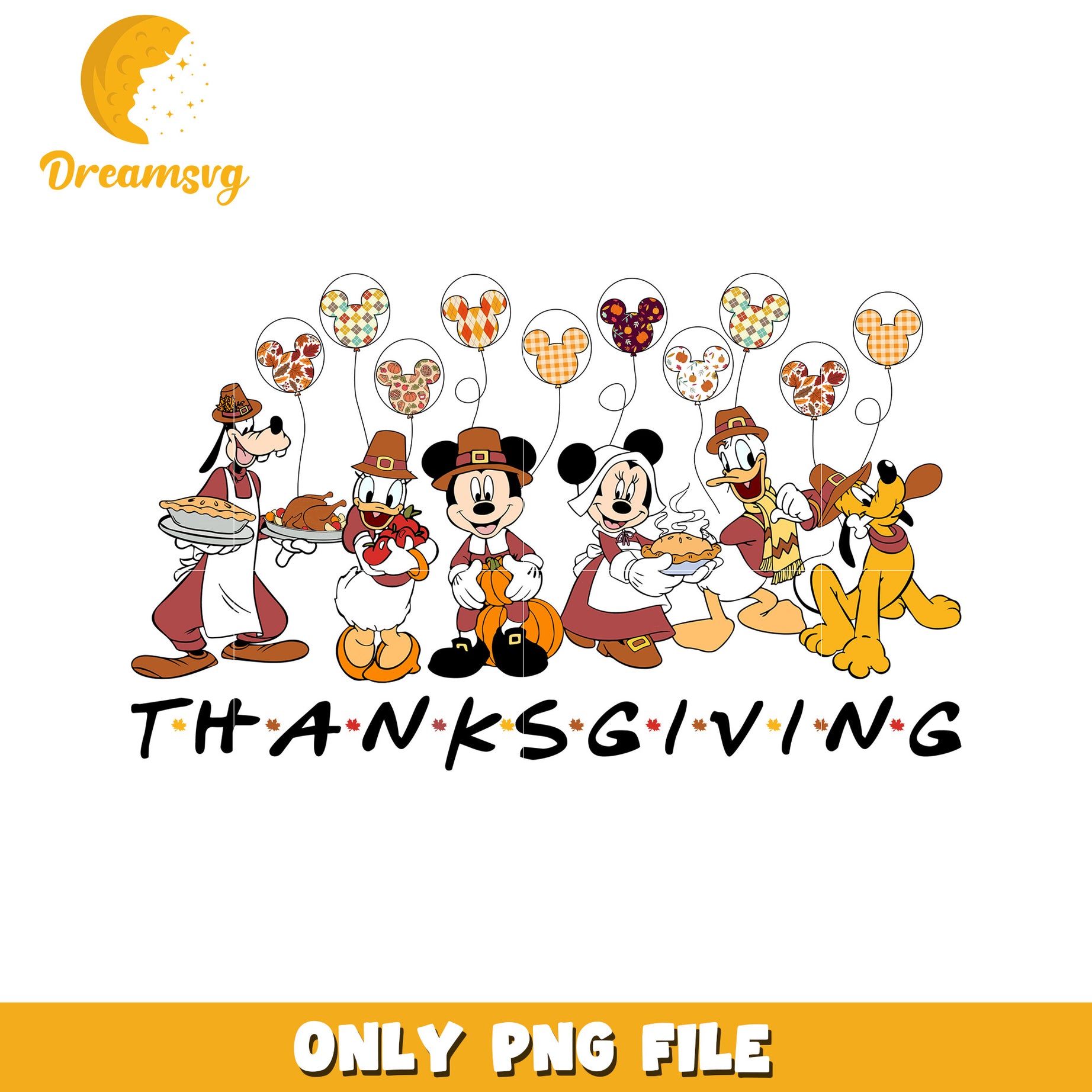 Thanksgiving Themed Disney Characters PNG Artwork File