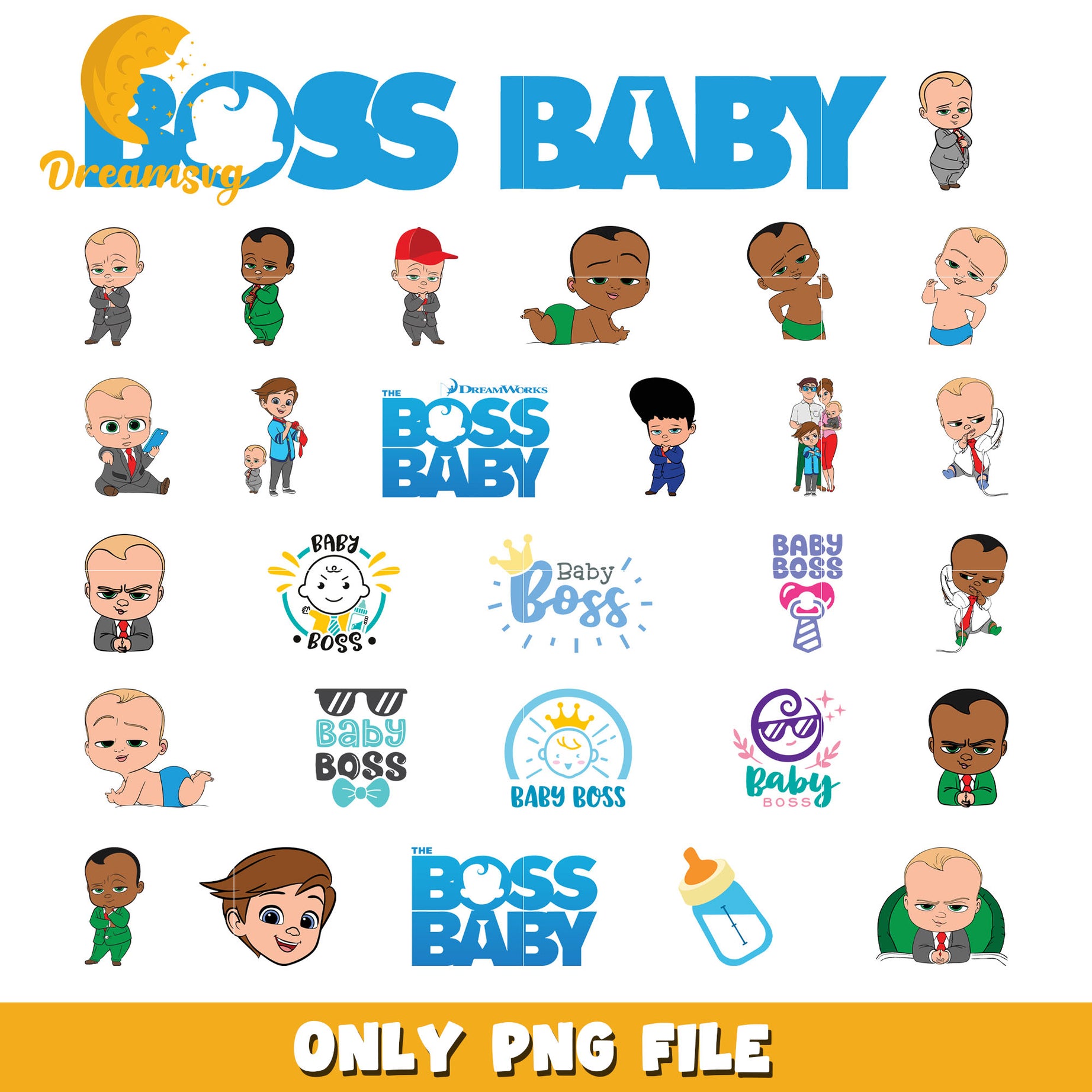 The baby boss character bundle png, boss baby cast png, cartoon png