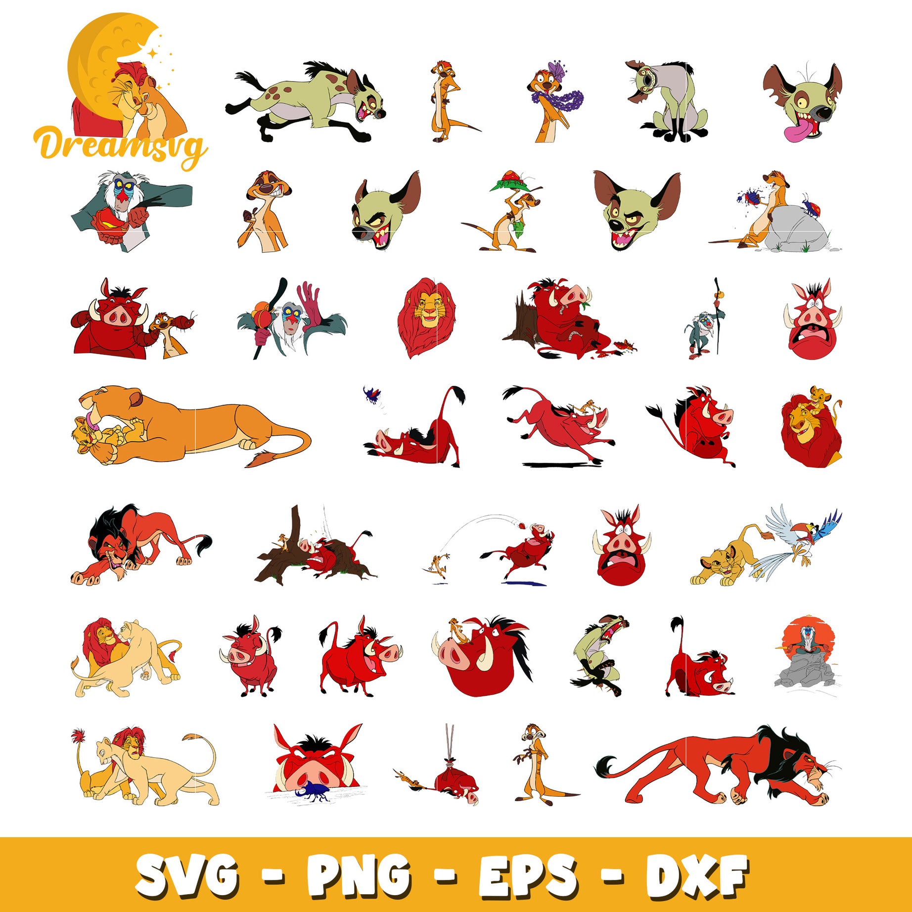 The Lion King characters bundle svg, lion king 1994 cast svg