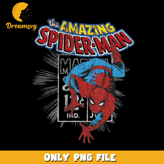 The Amazing Spider-Man Vintage Comic Crawl PNG, Marvel, Retro PNG