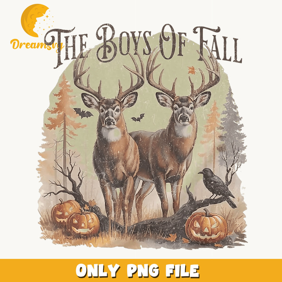 The Boys Of Fall Deer Halloween PNG, Buck Pumpkin Fall, Hunting PNG