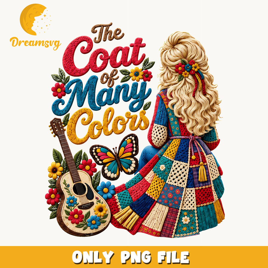 The Coat Of Many Colors Clipart, Blonde Hair Colorful Patchwork Quilt