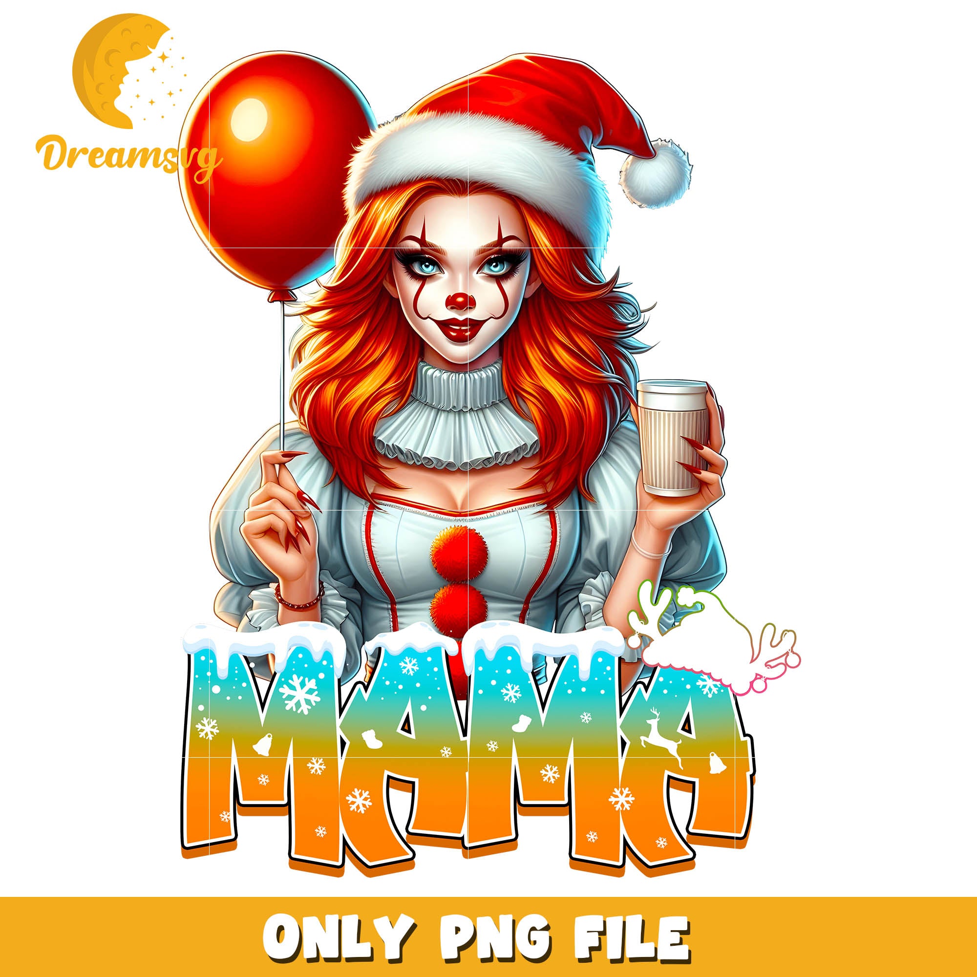 The girl pennywise holding balloon png, horror christmas png
