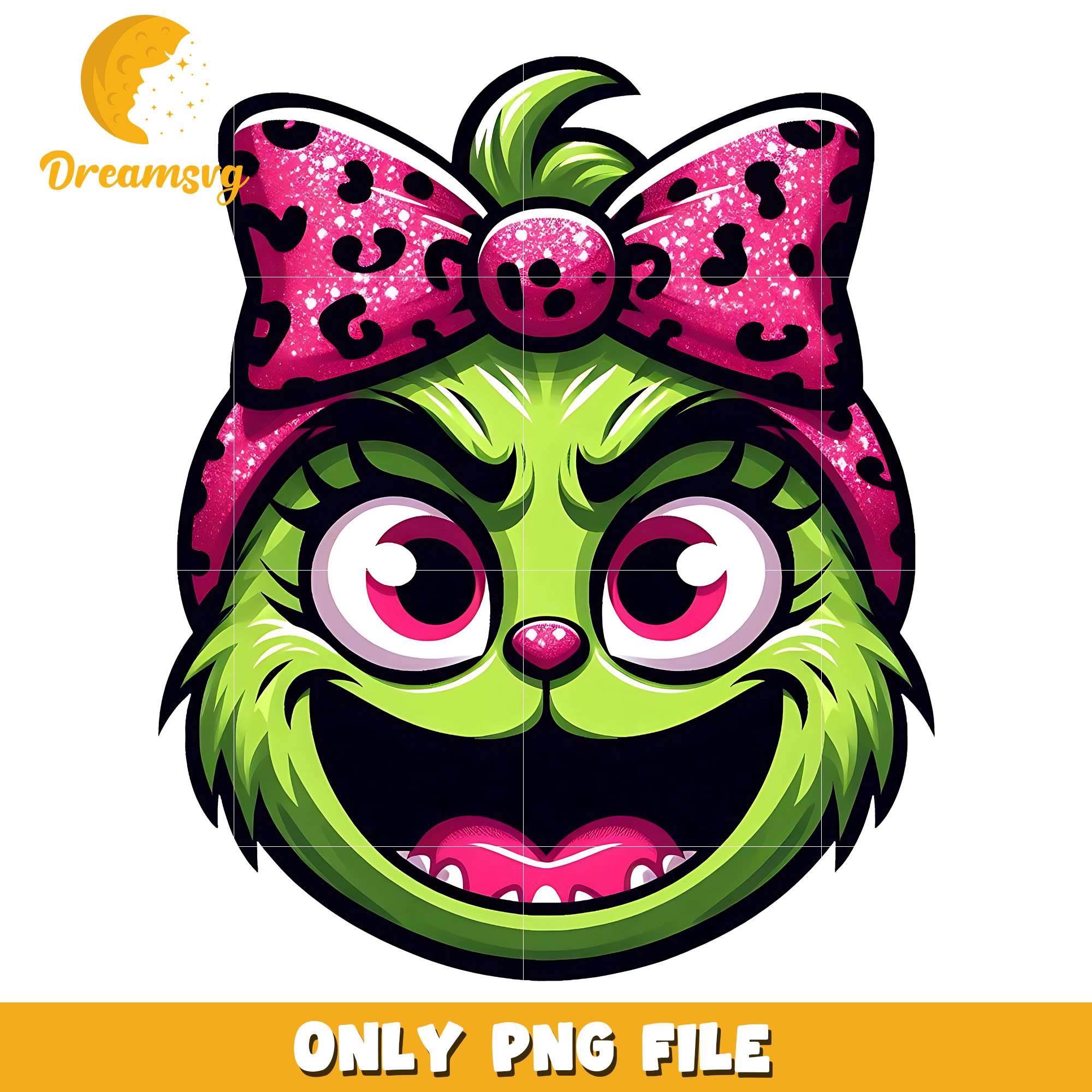 The grinch and pink bow png, grinch png, christmas png