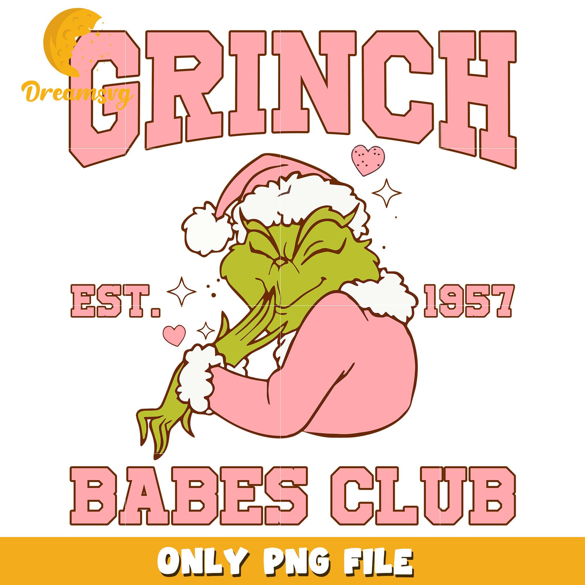 The grinch babes club est 1975 png, grinch png, christmas png