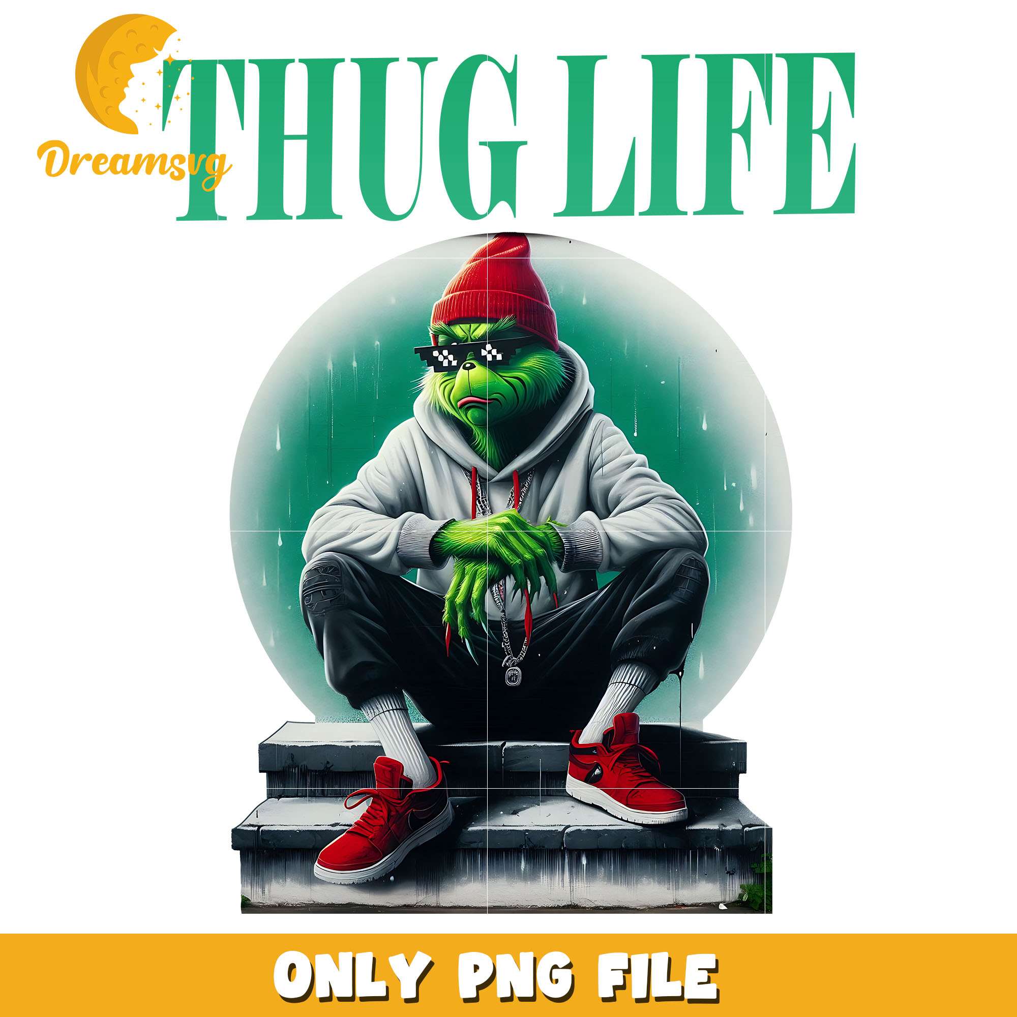 The grinch character thug life png, character png, christmas png