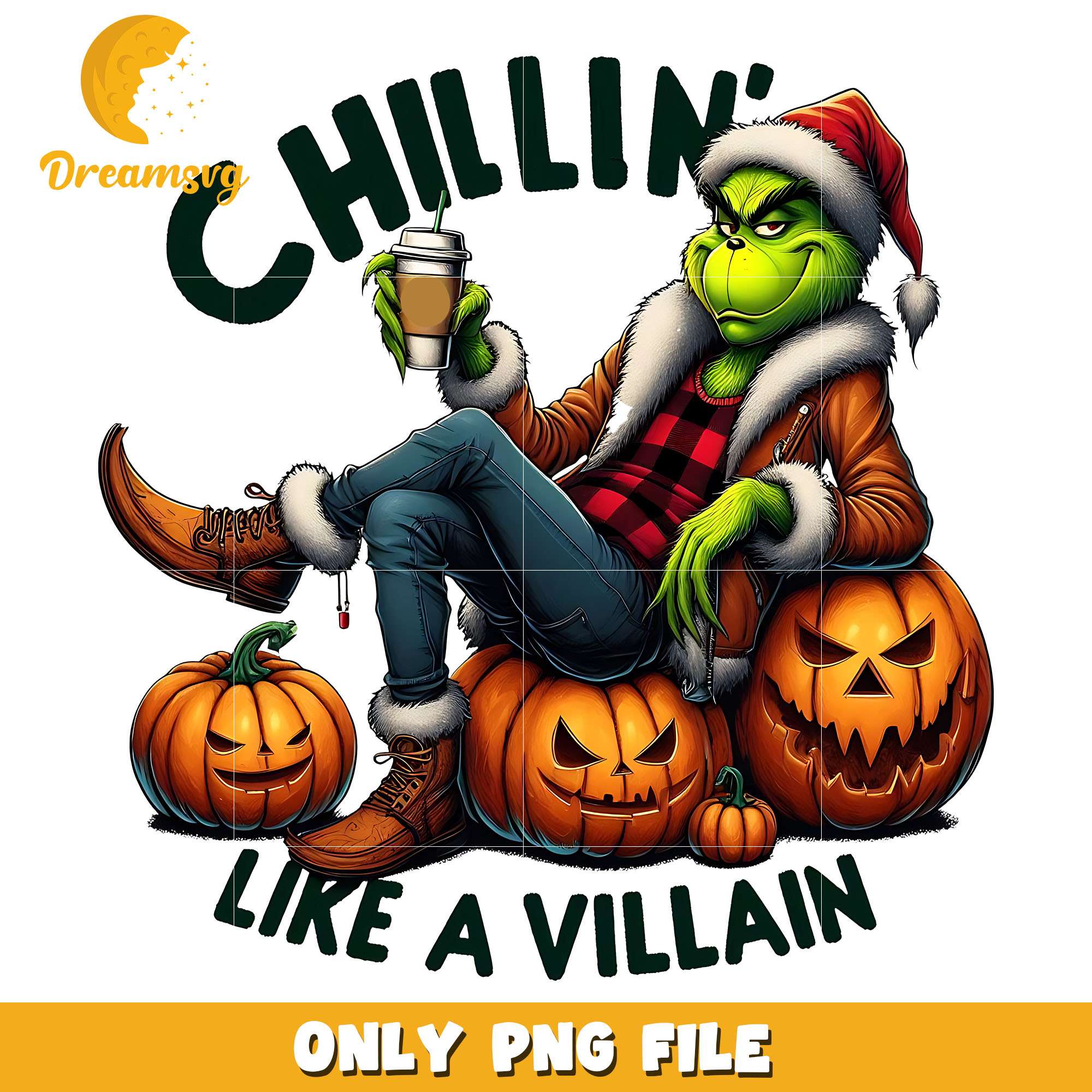 The grinch chillin like a villain png, grinch png, christmas png