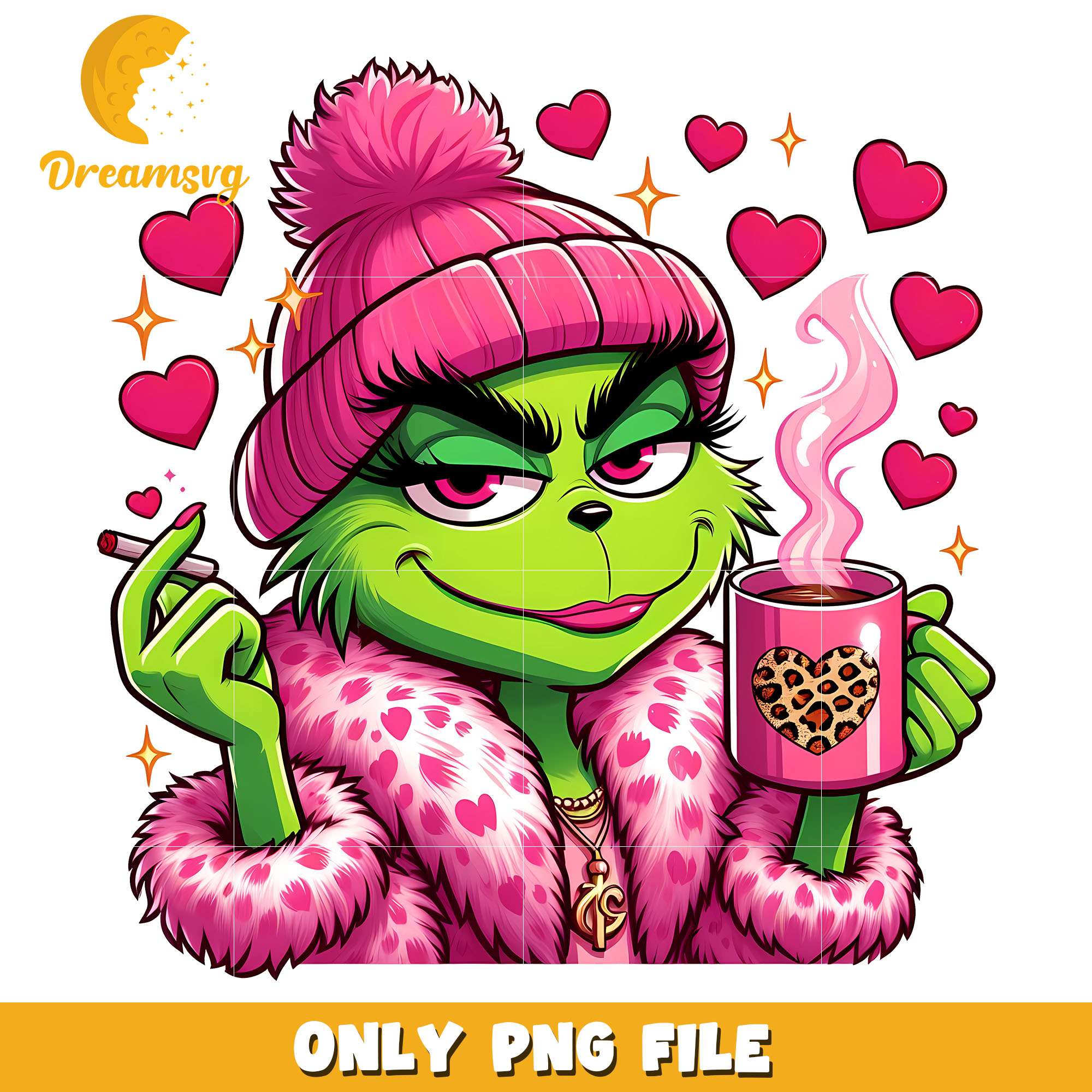 The grinch pink beanie png, beanie png, christmas png