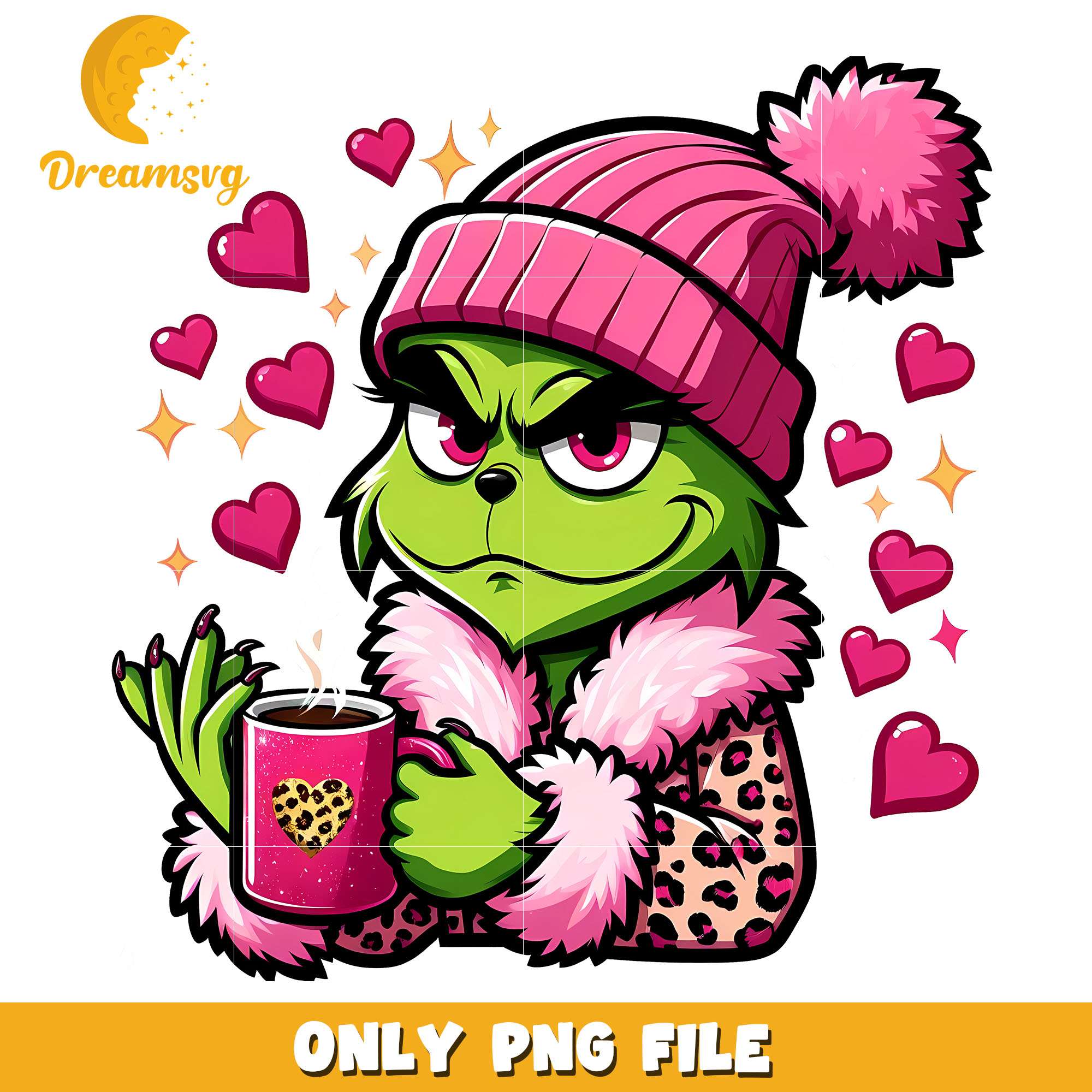 The grinch pink beanie png,the grinch png, christmas png