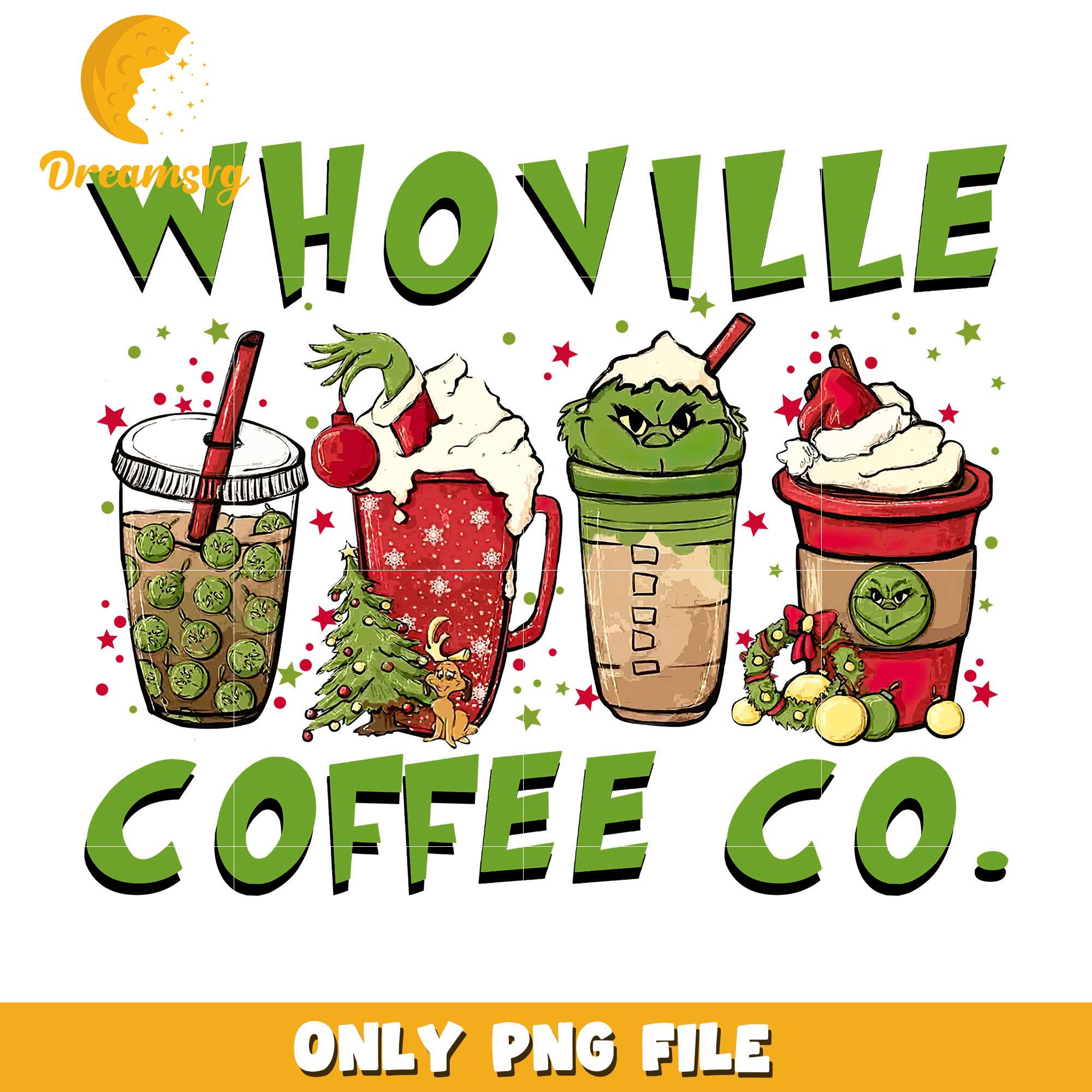 The grinch whoville coffee co png, grinch png, christmas png