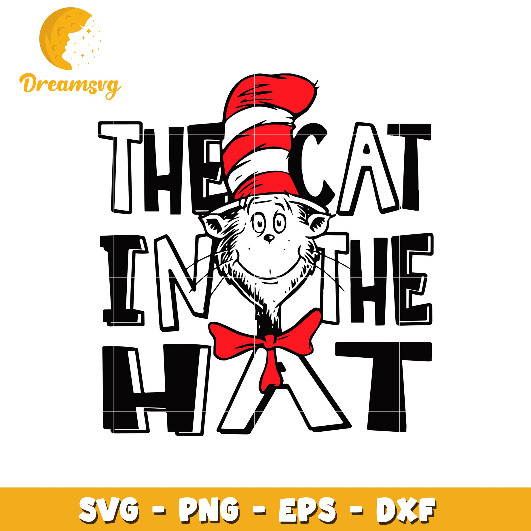 The cat in the hat face svg, dr seuss svg, cartoon character svg