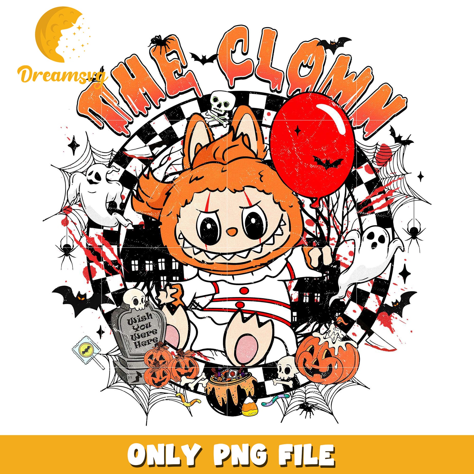 The clown labubu png, happy halloween​​​ png, halloween toys​ png