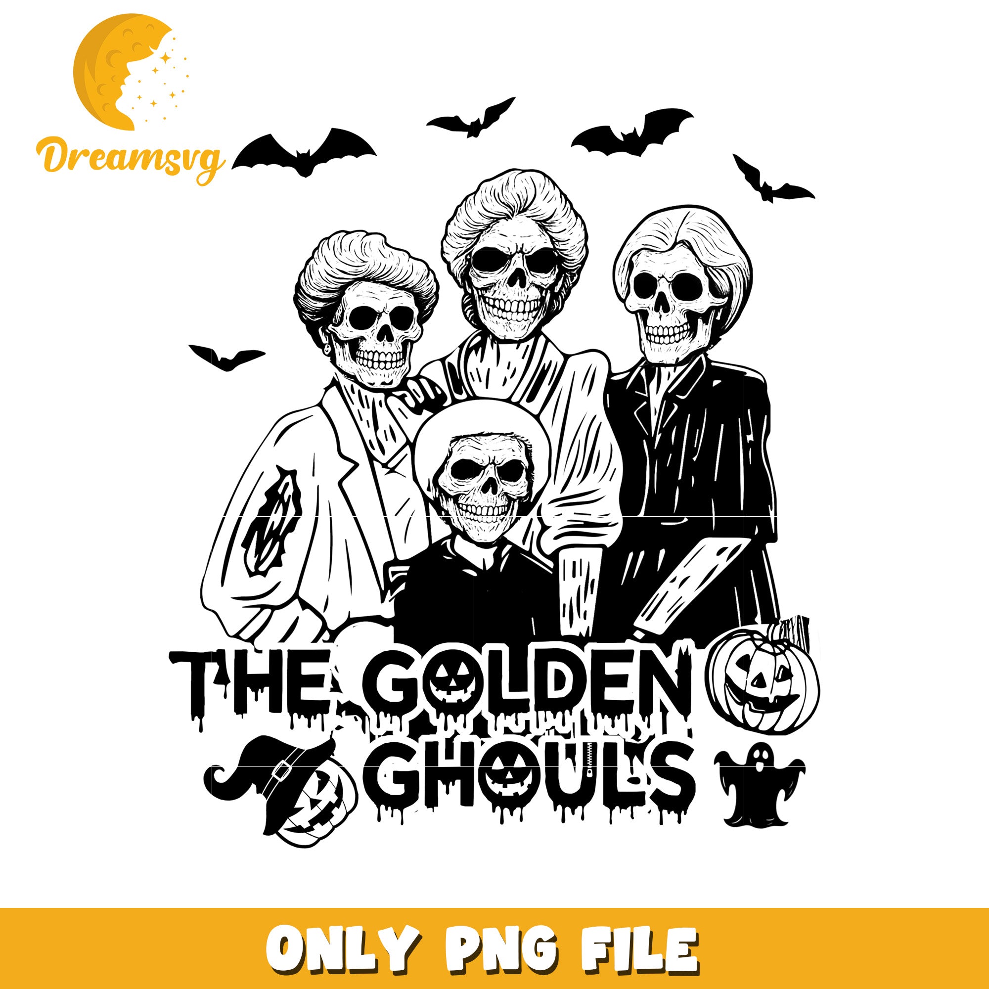 The golden ghouls png, halloween decor png, halloween season​ png