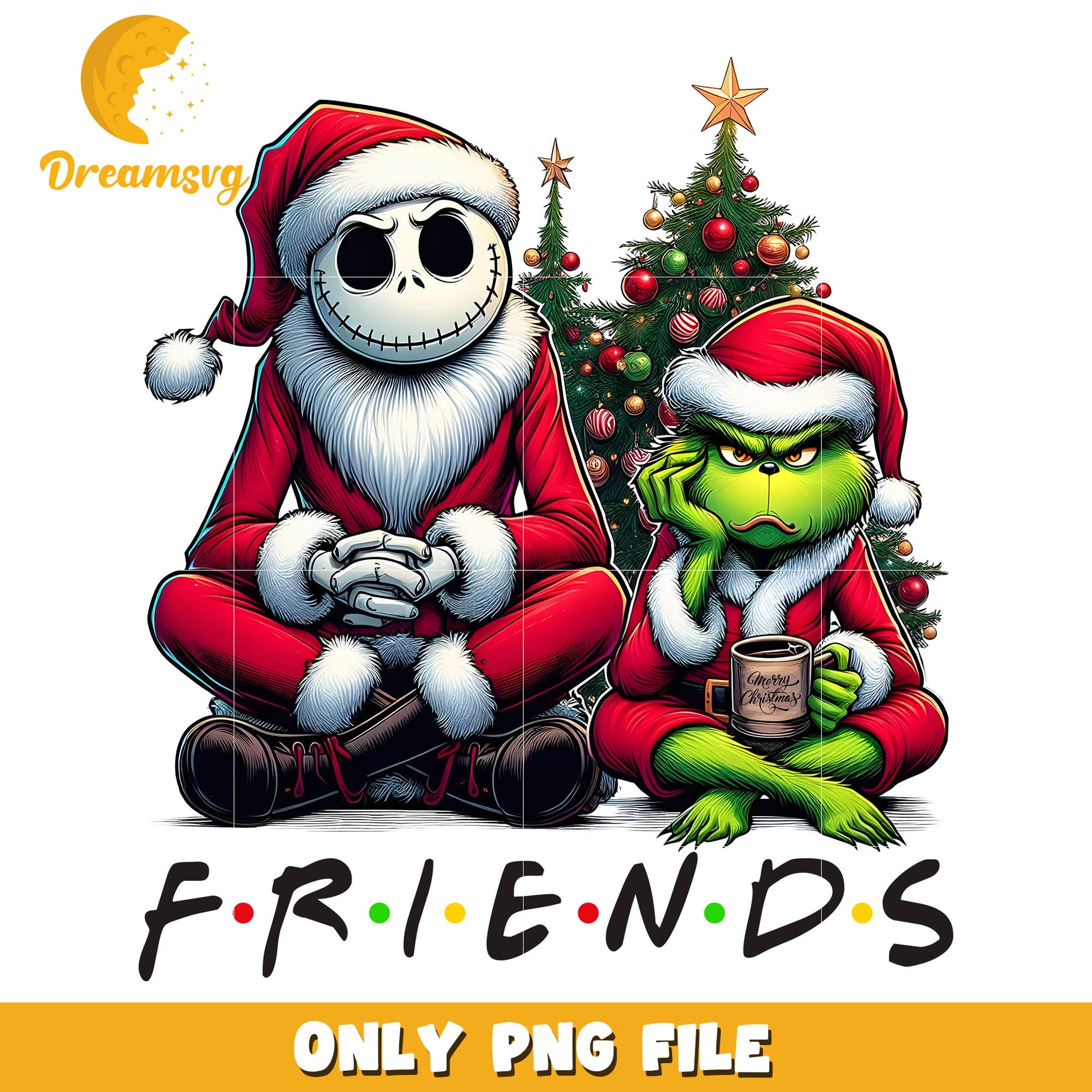 The grinch and skellington christmas png, friends christmas​ png