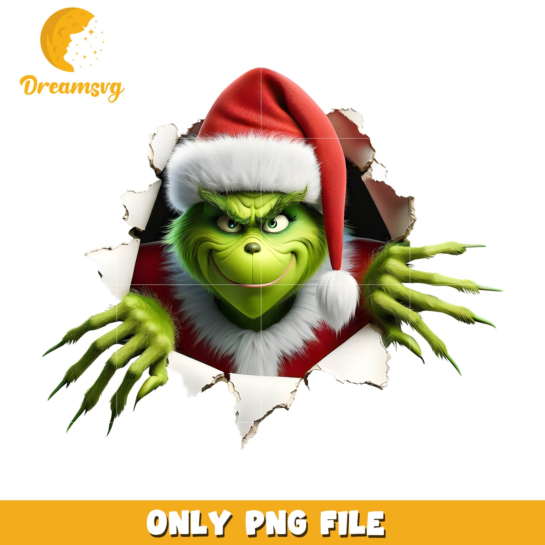 The grinch christmas face from paper 3d png, grinch smile​​ png, grinch face png