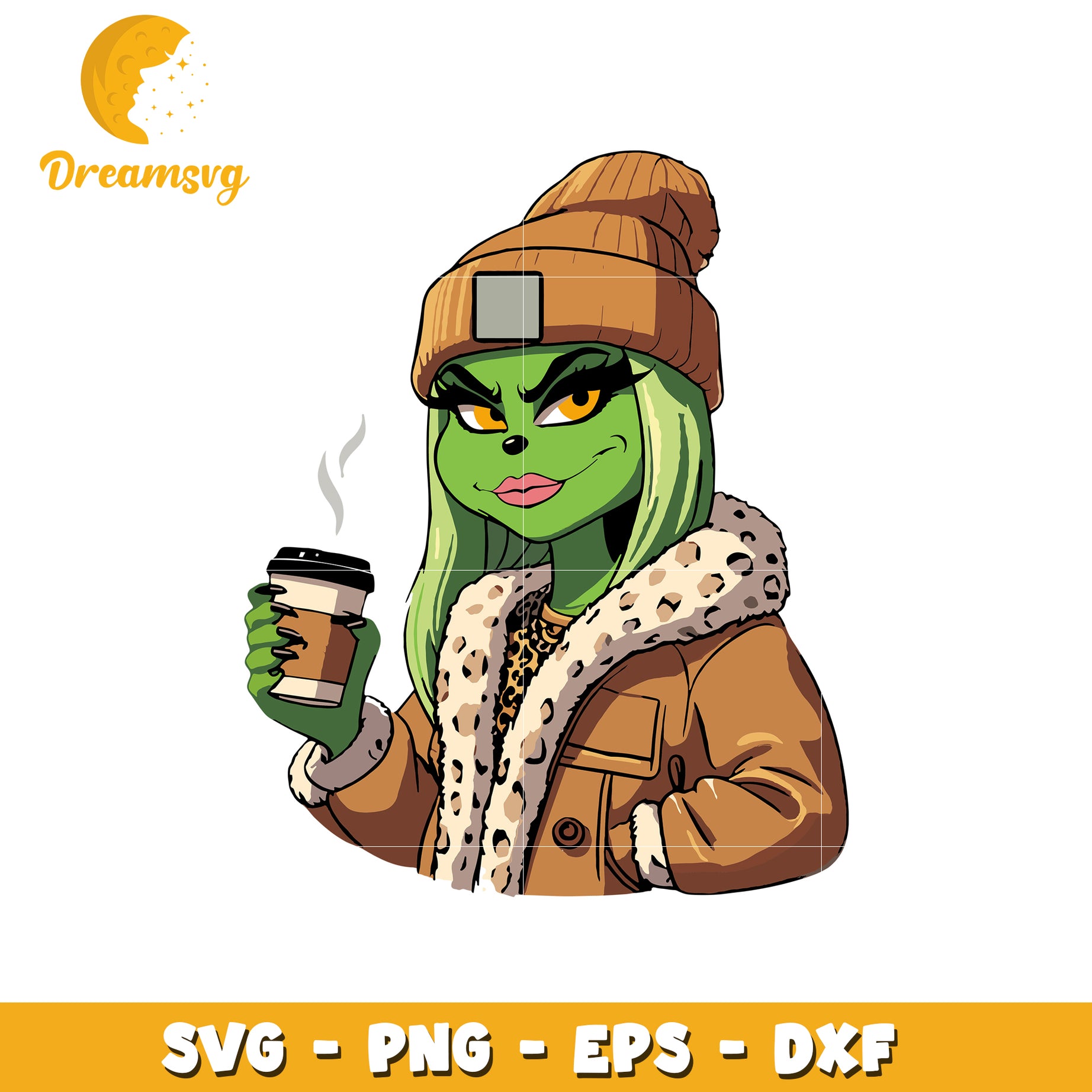 The grinch girl and coffee svg, the grinch svg, coffee svg