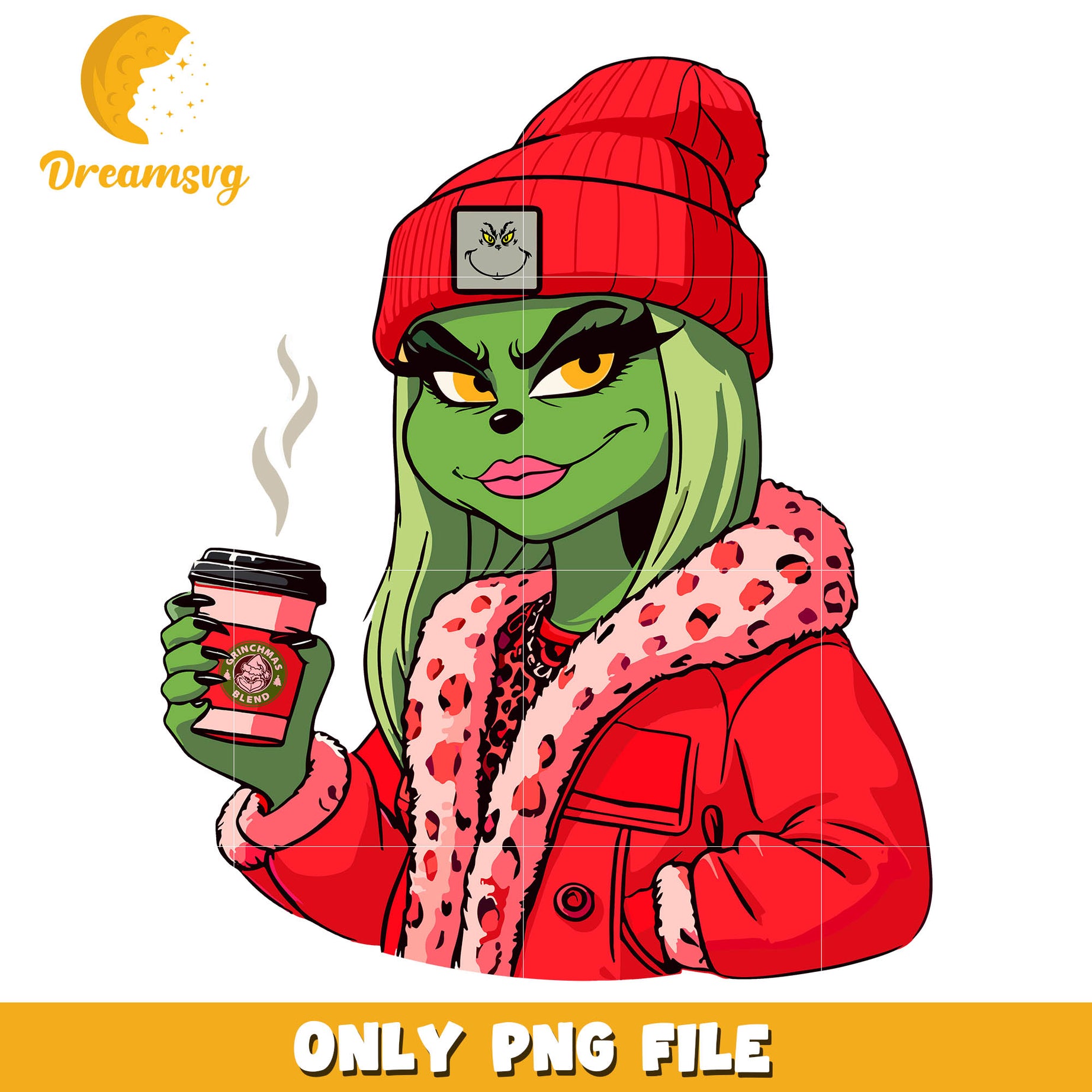 The grinch girl red vibes png, grinchmas blend png, grinchmas​ png