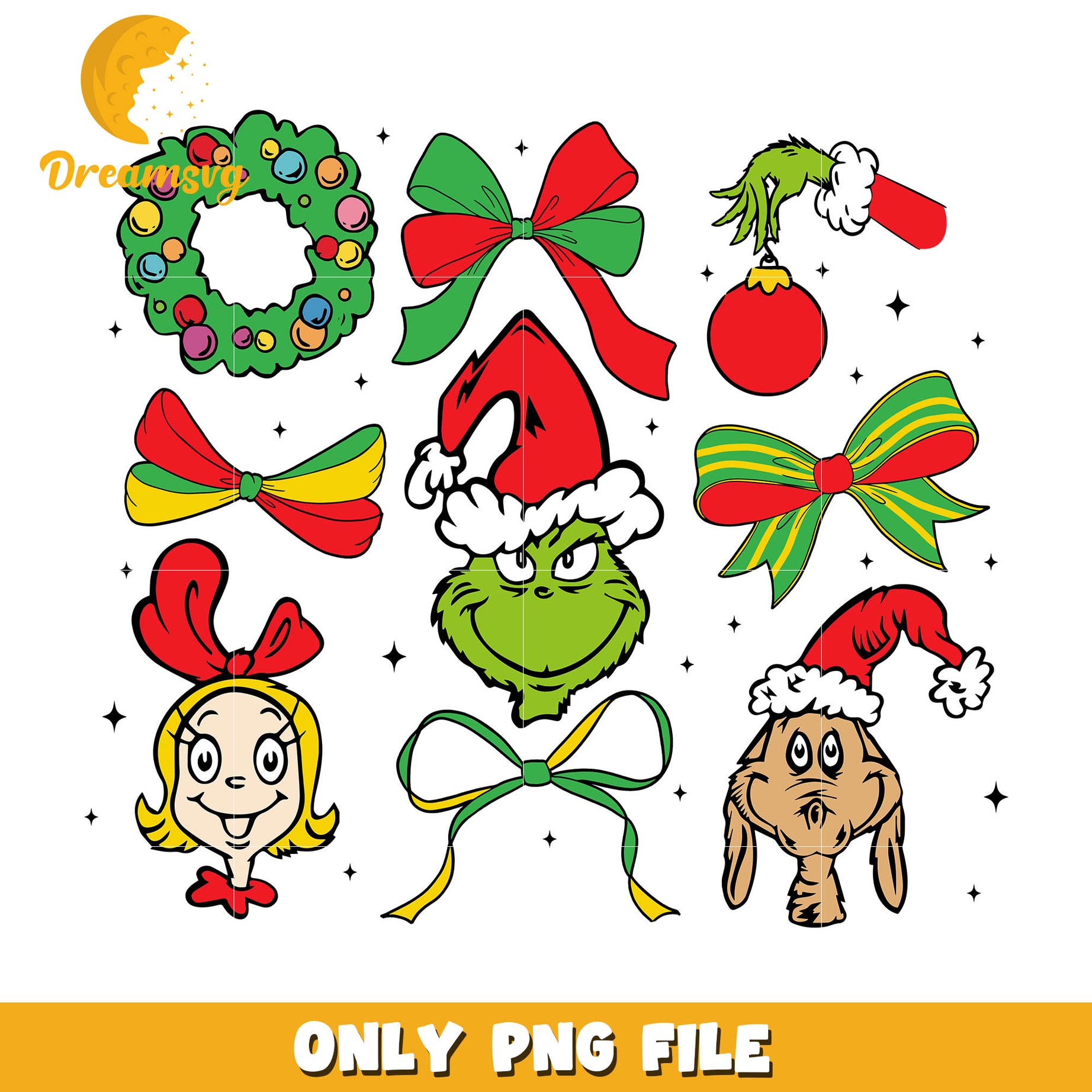 The grinch max and cindy lou​ christmas png, christmas decorations png