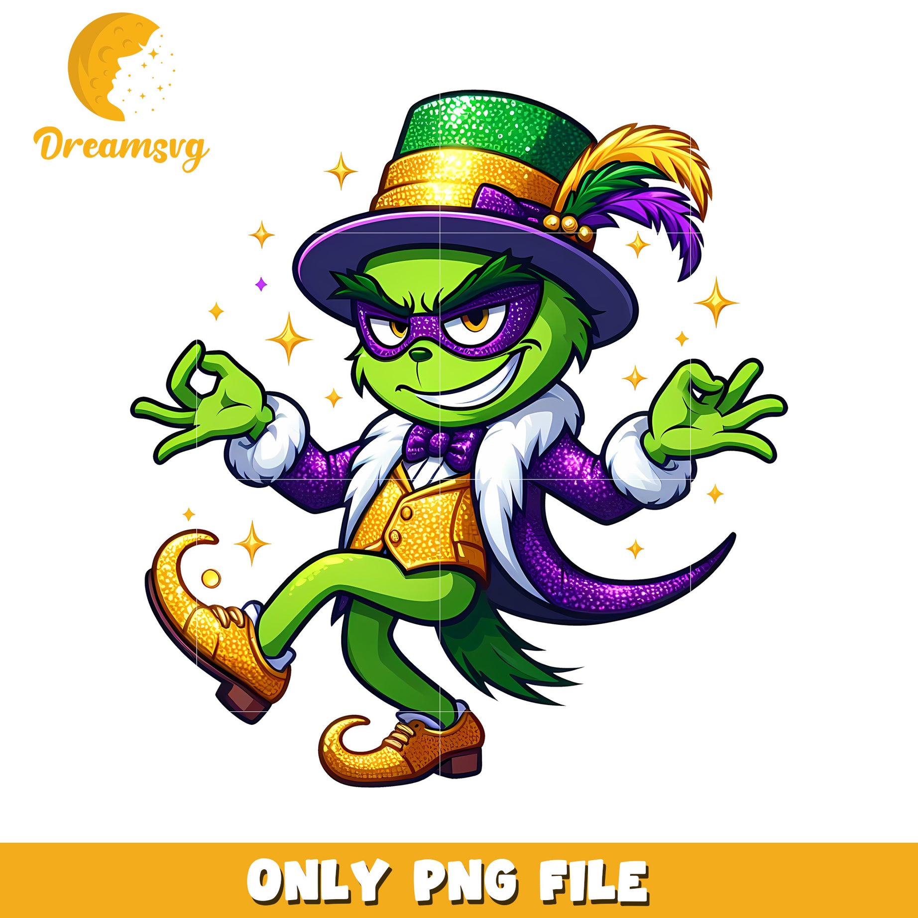 The grinch outfit on mardi gras day png, mardi gras png, dr seuss png