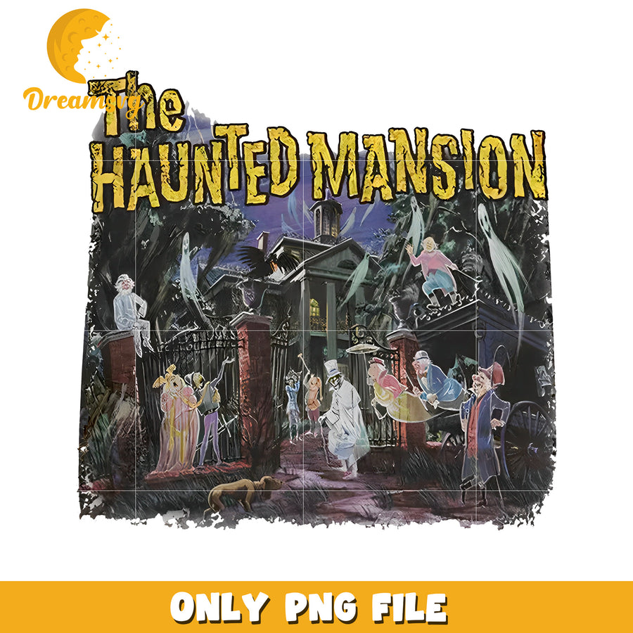 The haunted mansion png, spooky disney house png, ghostly manor design png