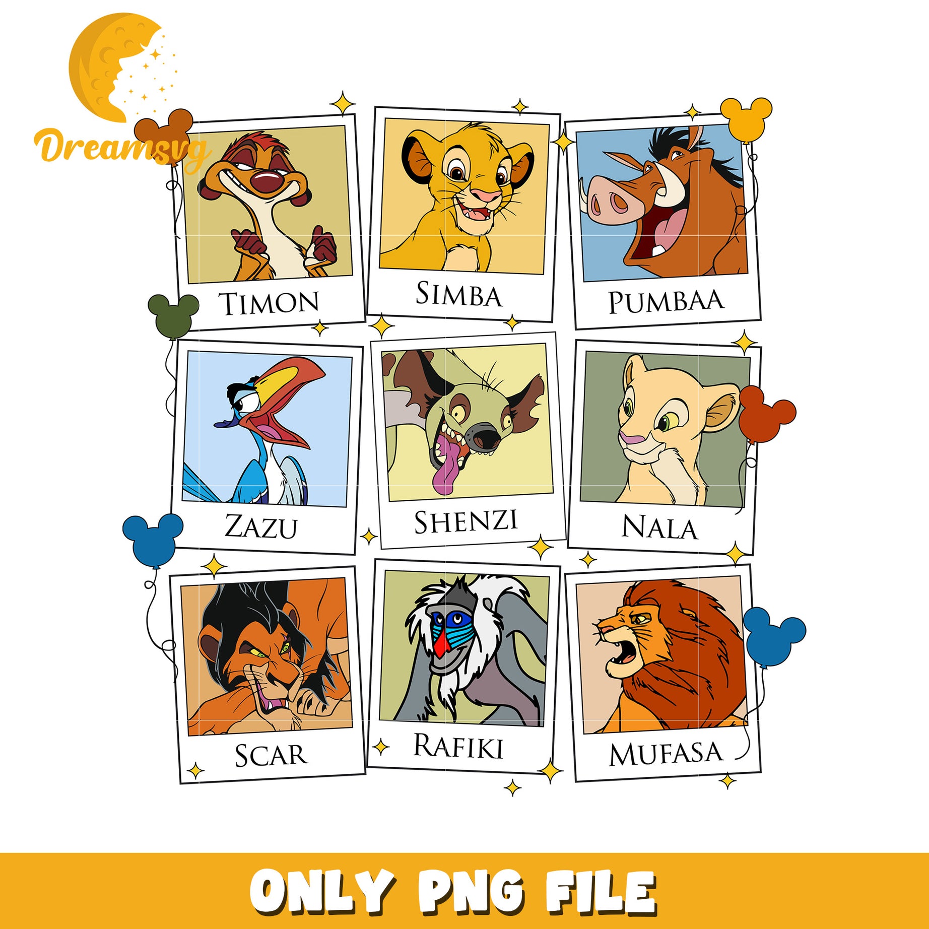 The lion king characters png, disney lion king png, lion king cast png