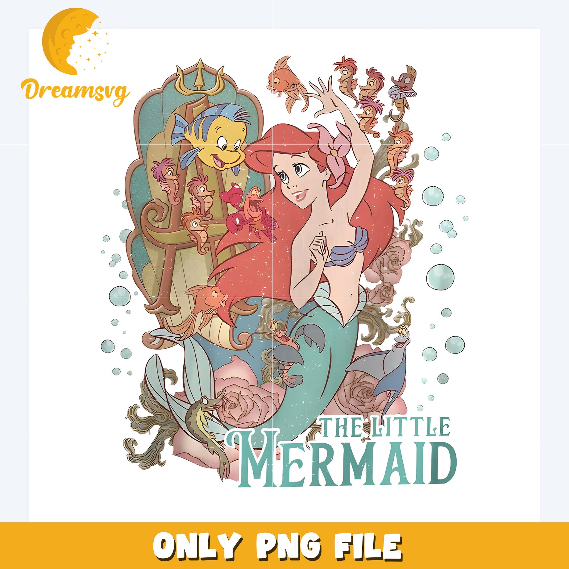 The little mermaid design png, disney png, disney world png