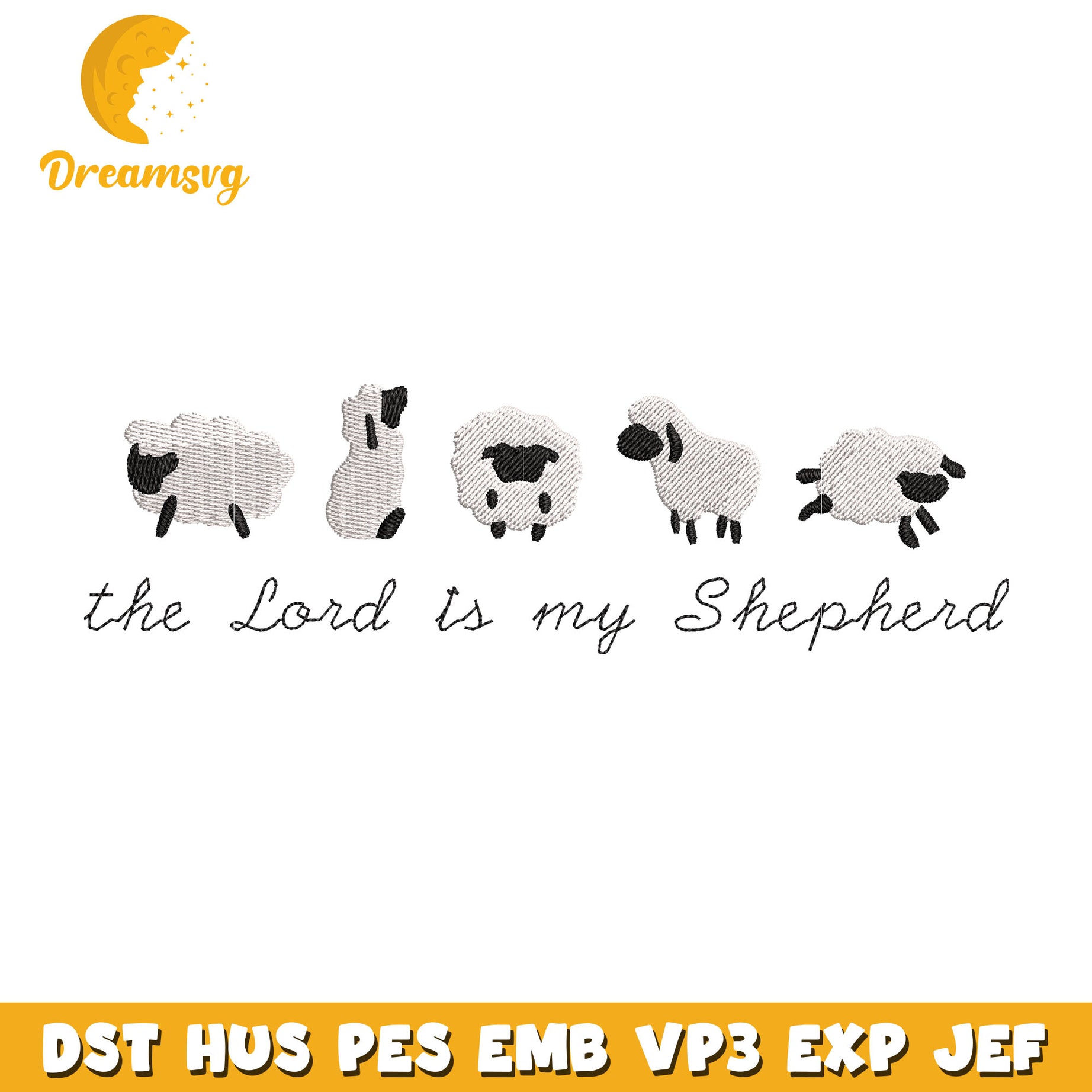 The Lord Is My Shepherd embroidery design, quotes embroidery