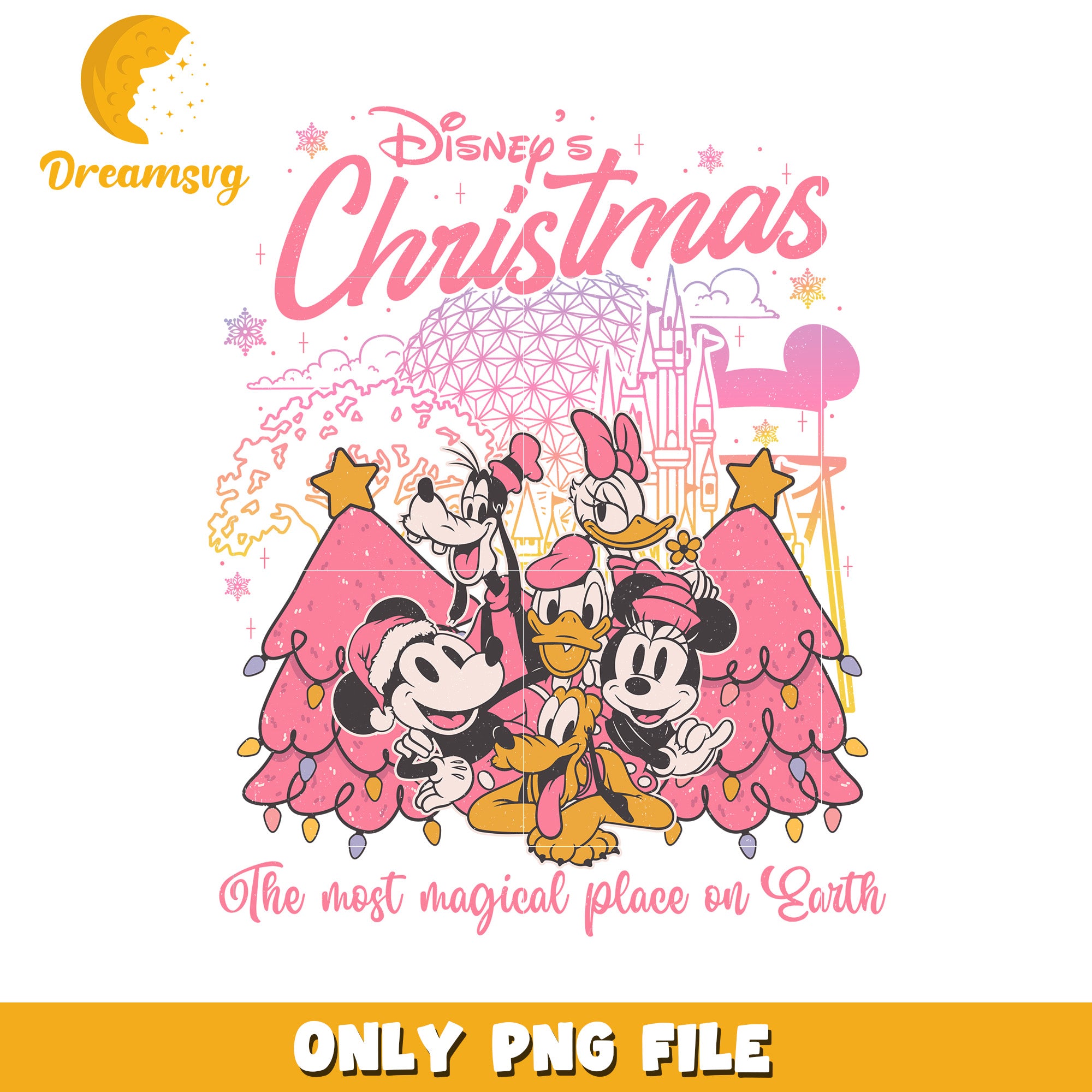 The most magical place on earth png, merry disney png, holiday magic png