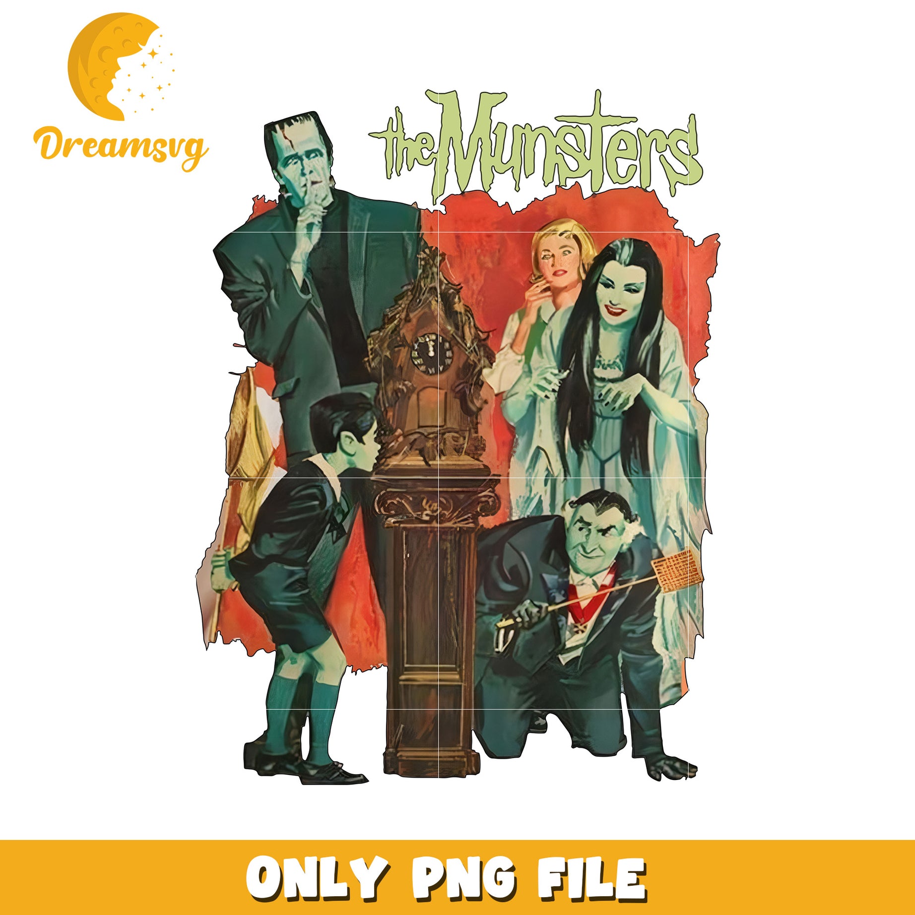The munsters design png, halloween wallpaper png, happy halloween png