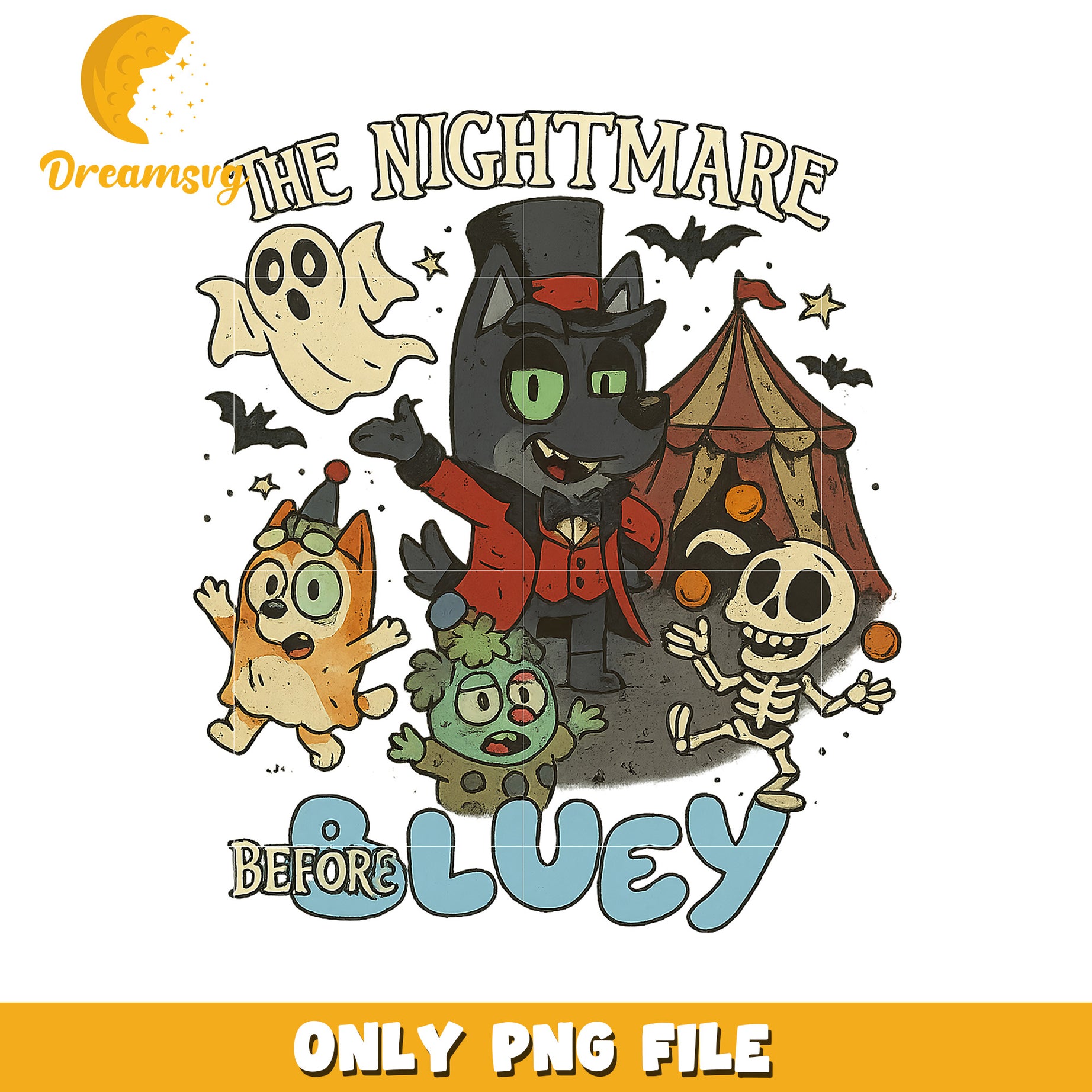 The nightmare before bluey png, spirit halloween png, trick or treat png
