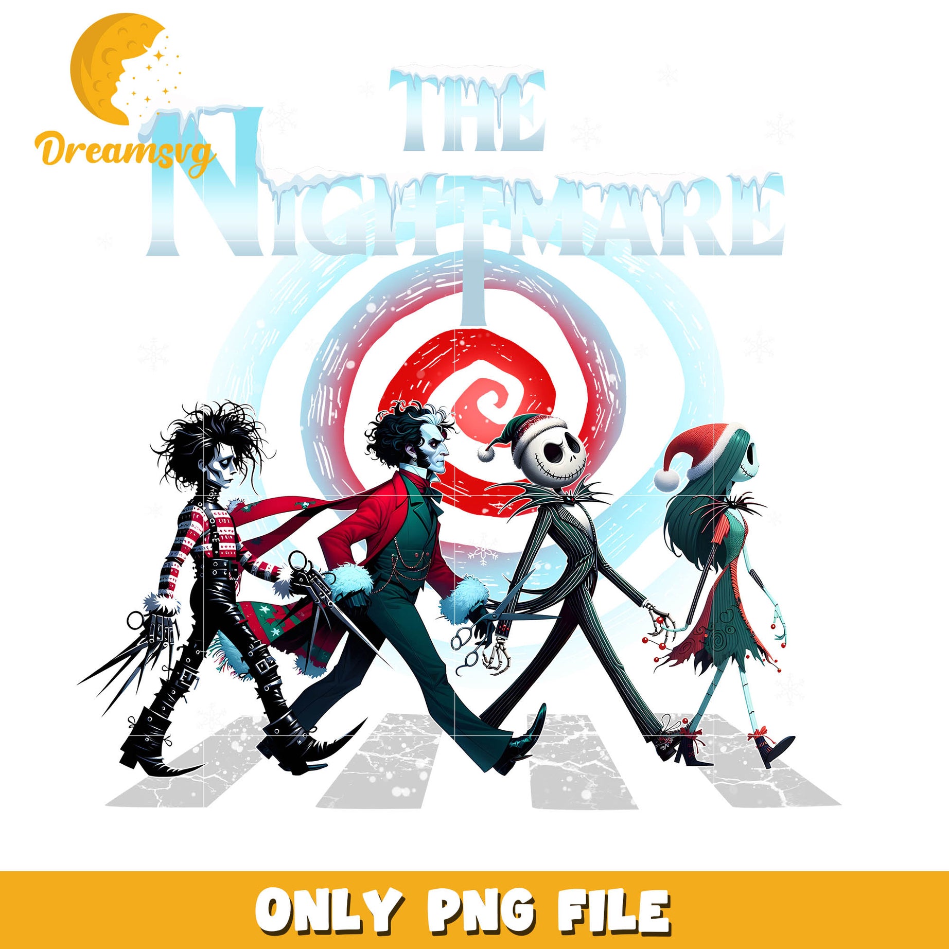 The nightmare characters christmas png, jack skellington and sally​ png