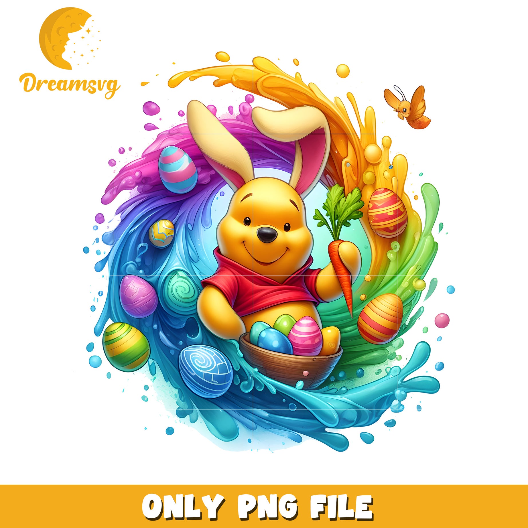 The pooh easter bunny png, disney easter eggs png, pooh png
