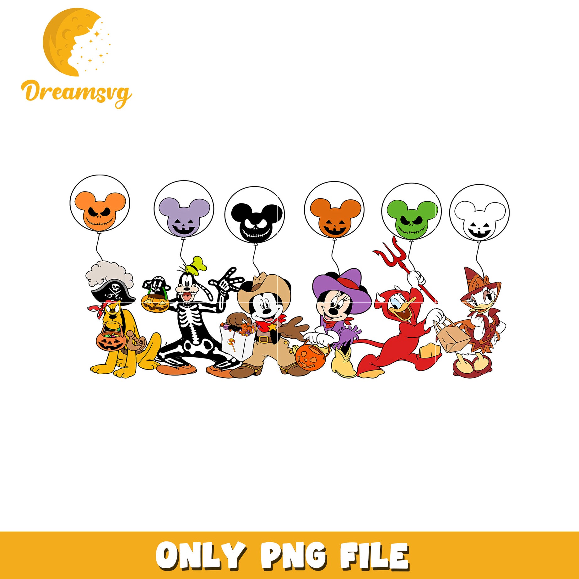 The sensational six halloween design png, horror characters png, horror cartoons png