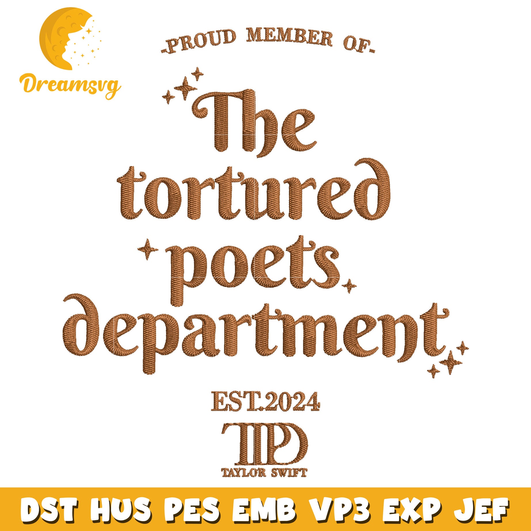 The Tortured Poets Department est 2024 embroidery design