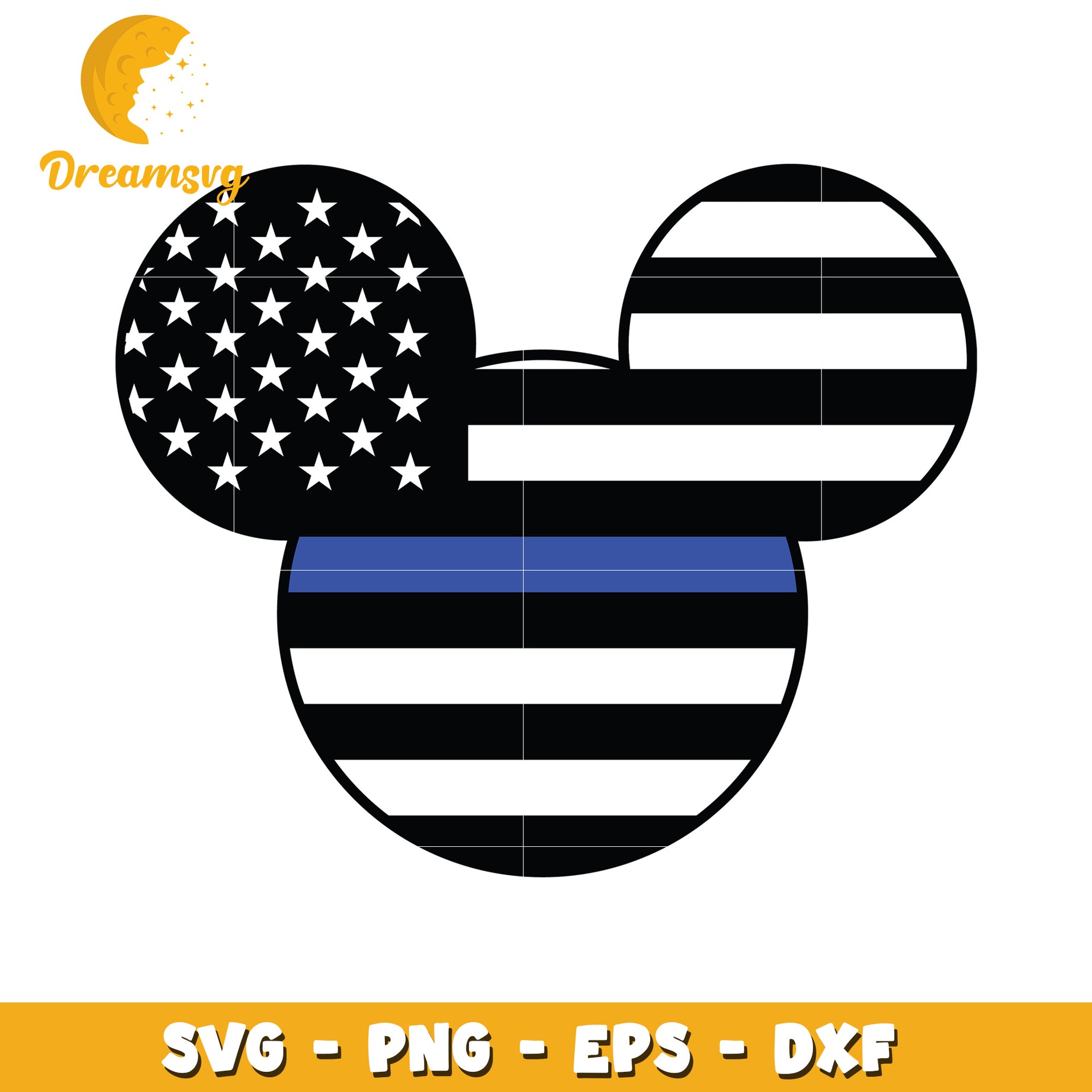 Thin Blue Line Mickey Mouse SVG PNG EPS DXF