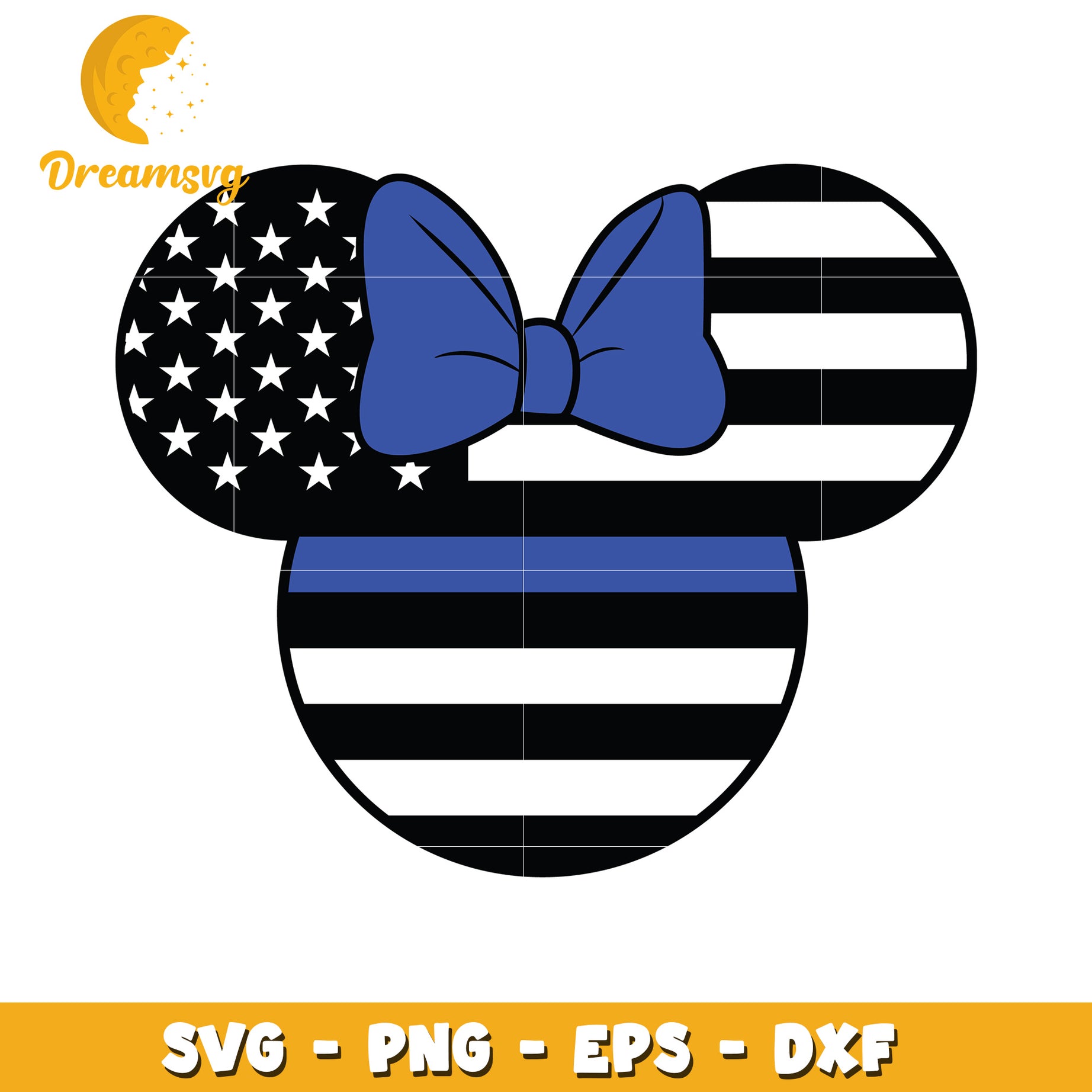 Thin Blue Line Minnie Ears SVG Cut File