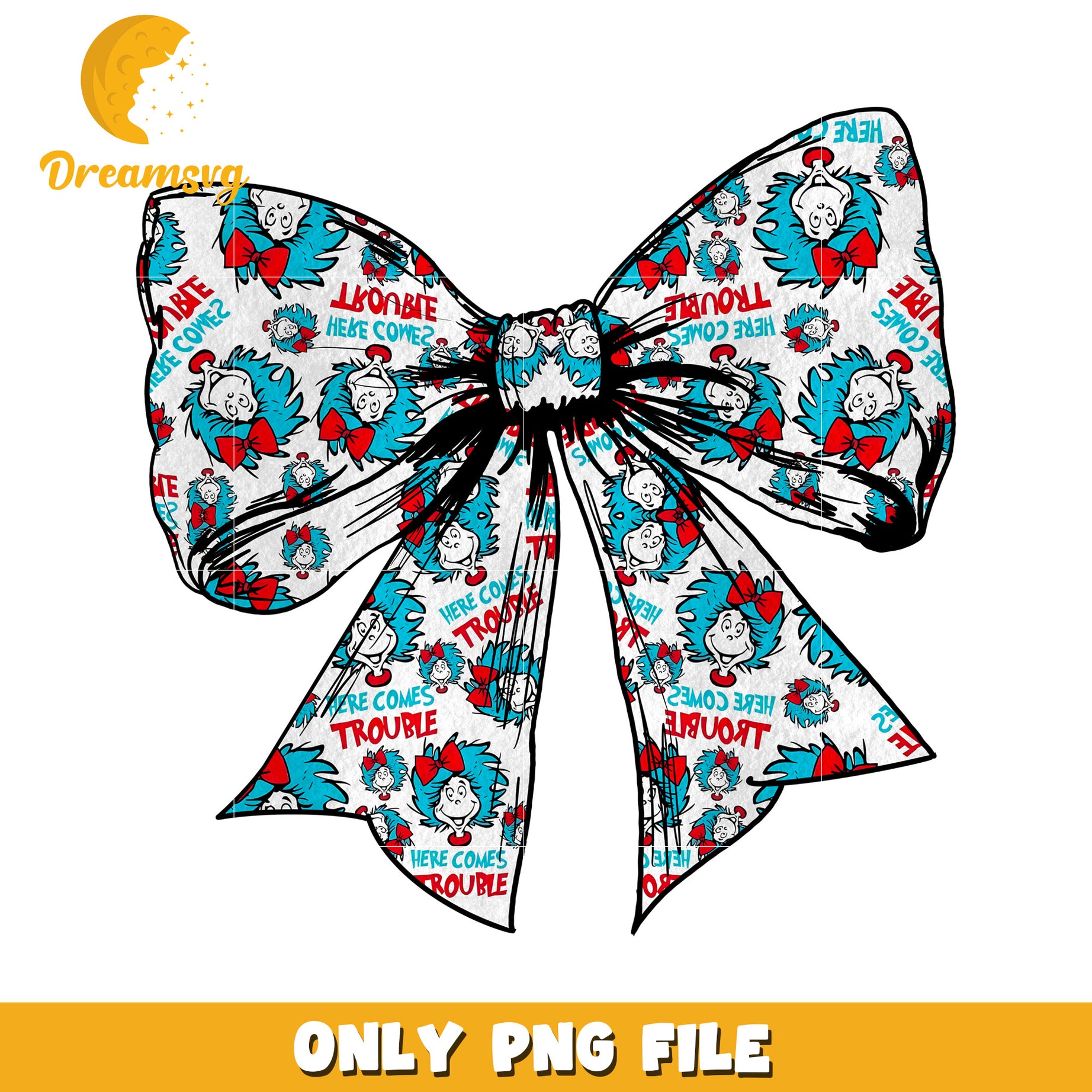 Thing 1 Bow PNG Sublimation Design