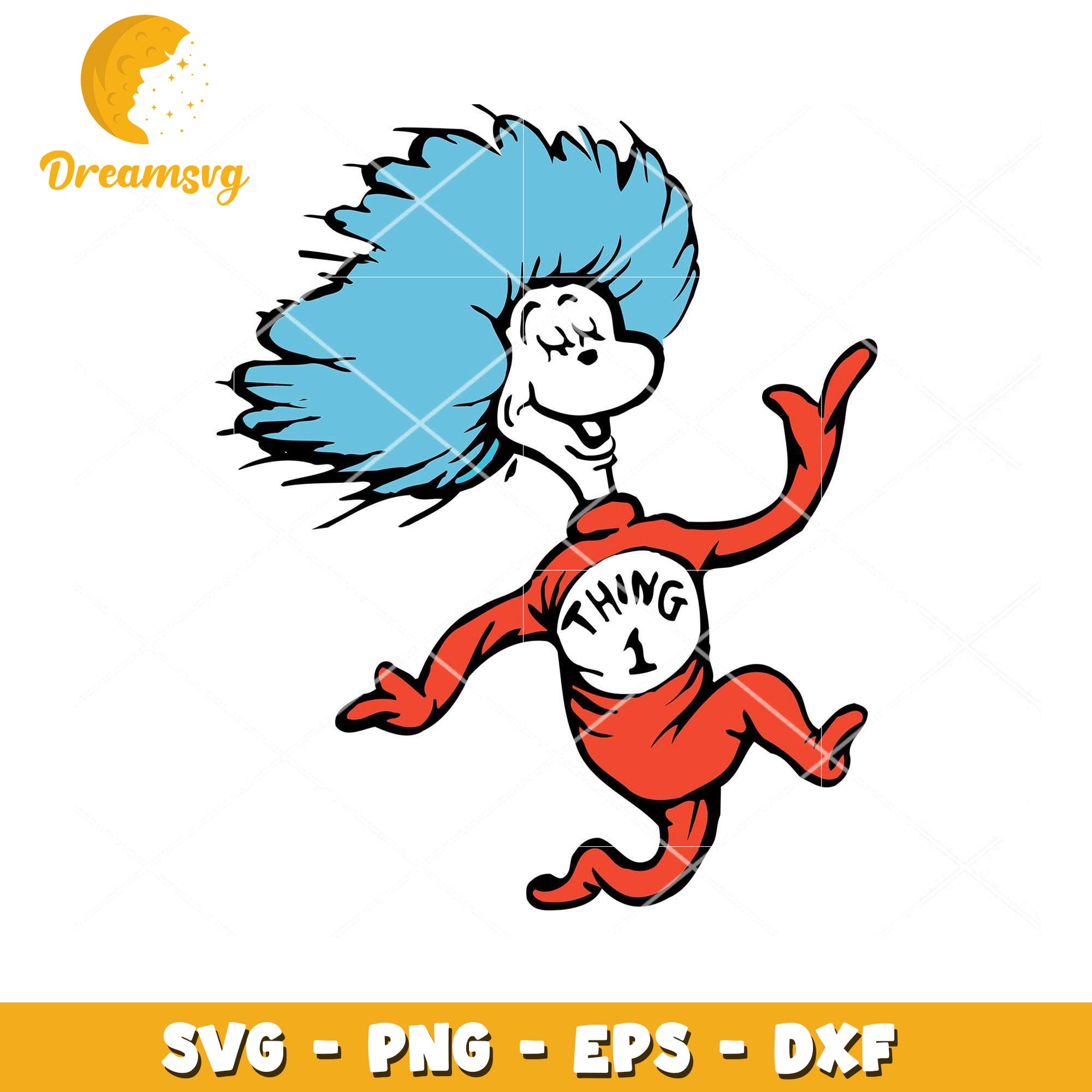 Thing 1 Cartoon Character SVG Instant Download for Crafts