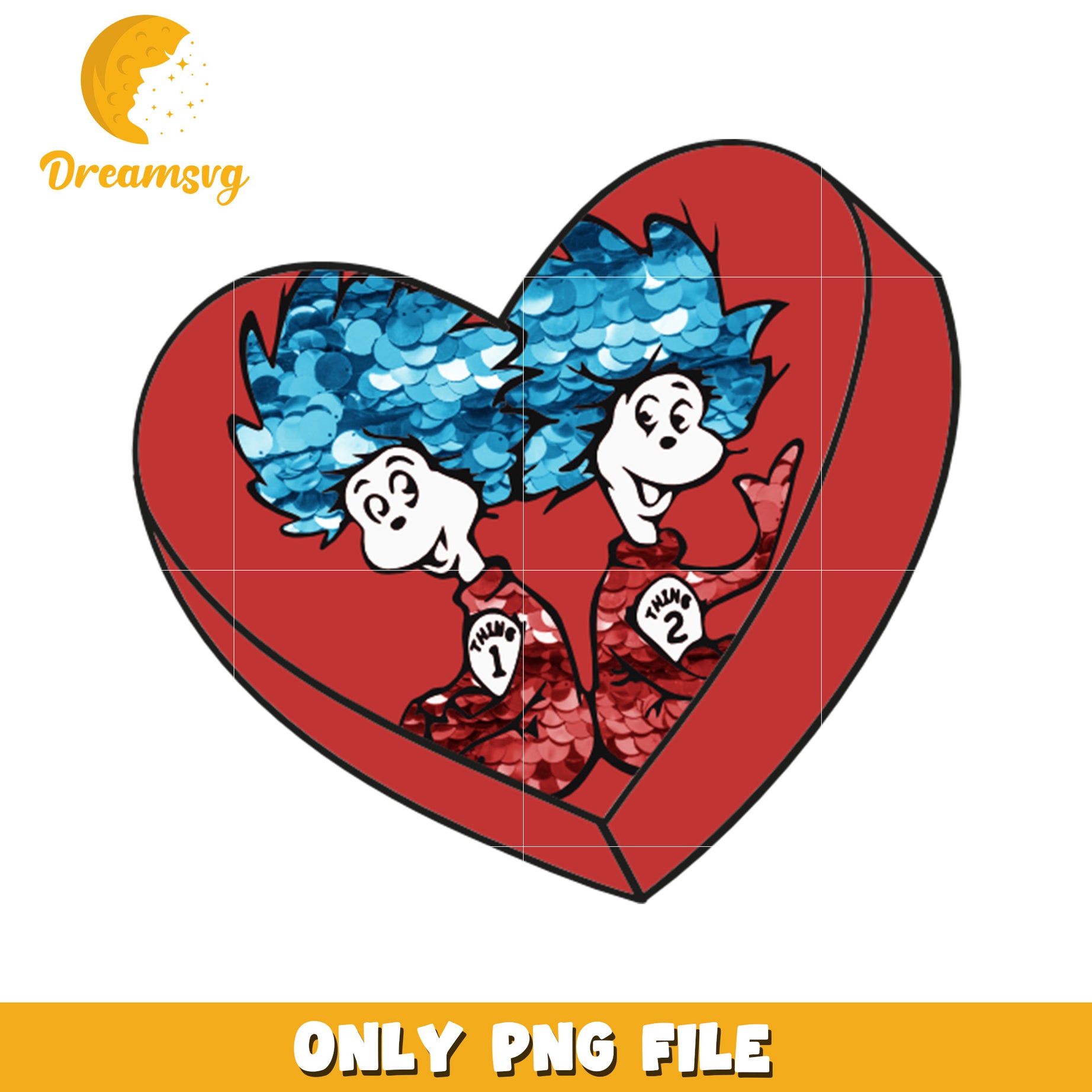 Thing 1 Thing 2 Heart PNG Sublimation