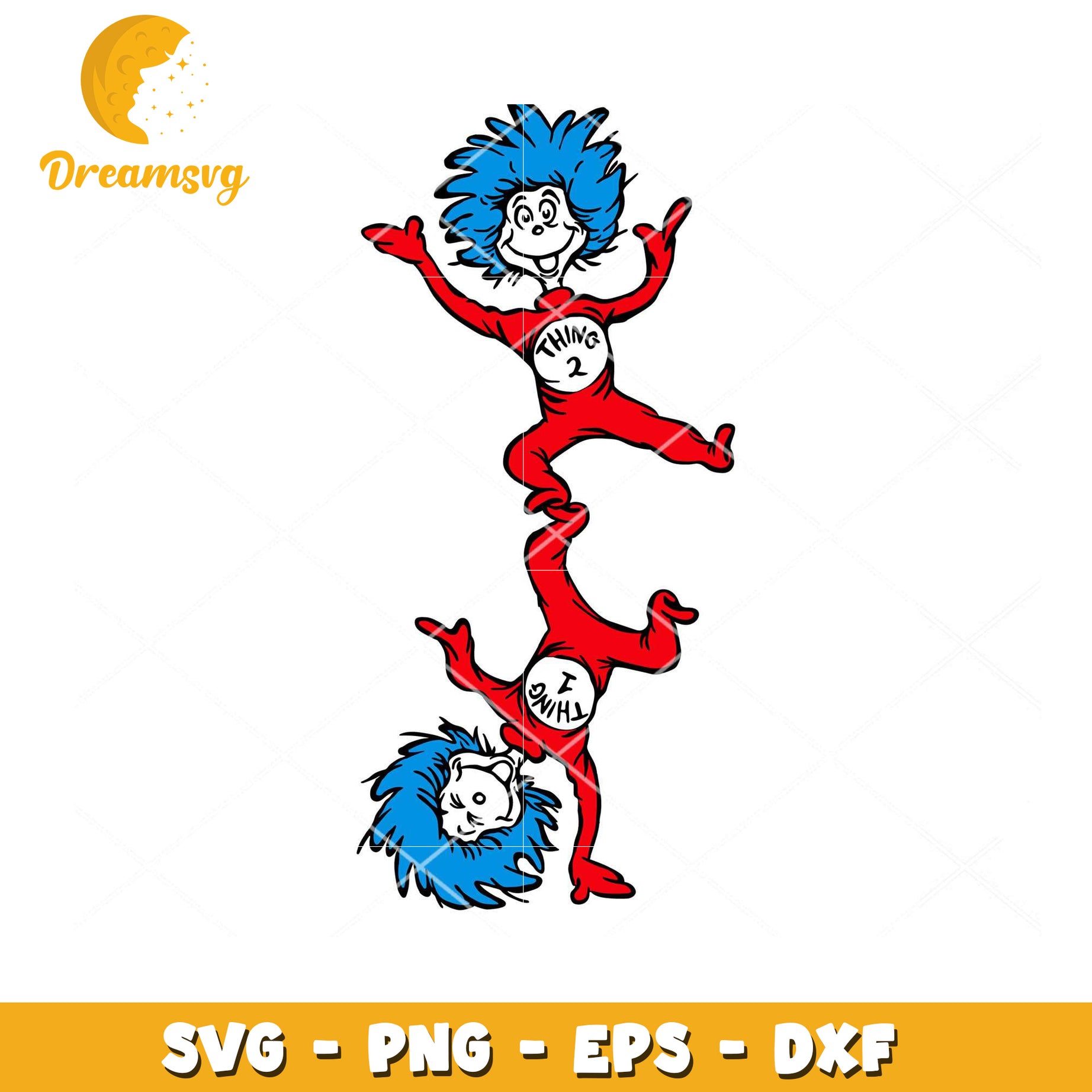 Thing 1 and Thing 2 SVG Clipart Fun Digital Download Art