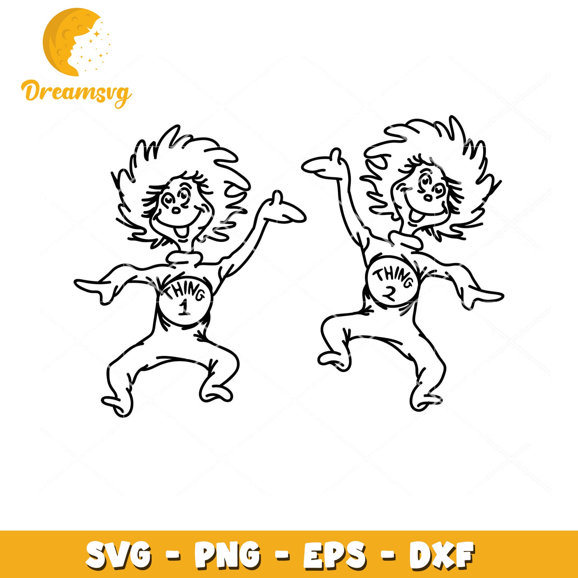 Thing 1 and Thing 2 SVG Instant Download for Creative Projects