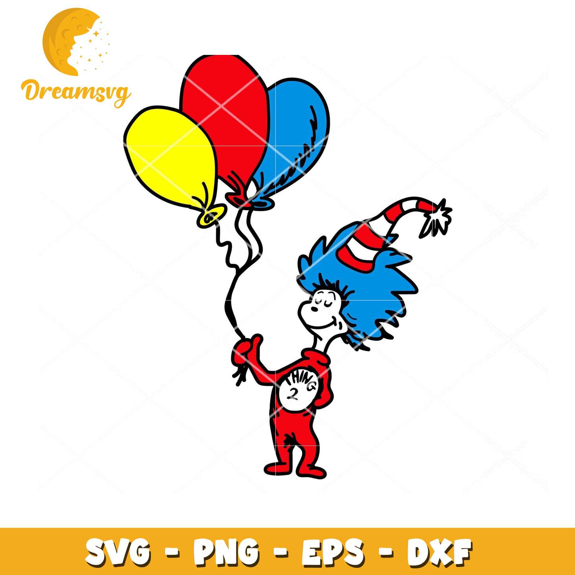 Thing 2 Balloons SVG Cut File