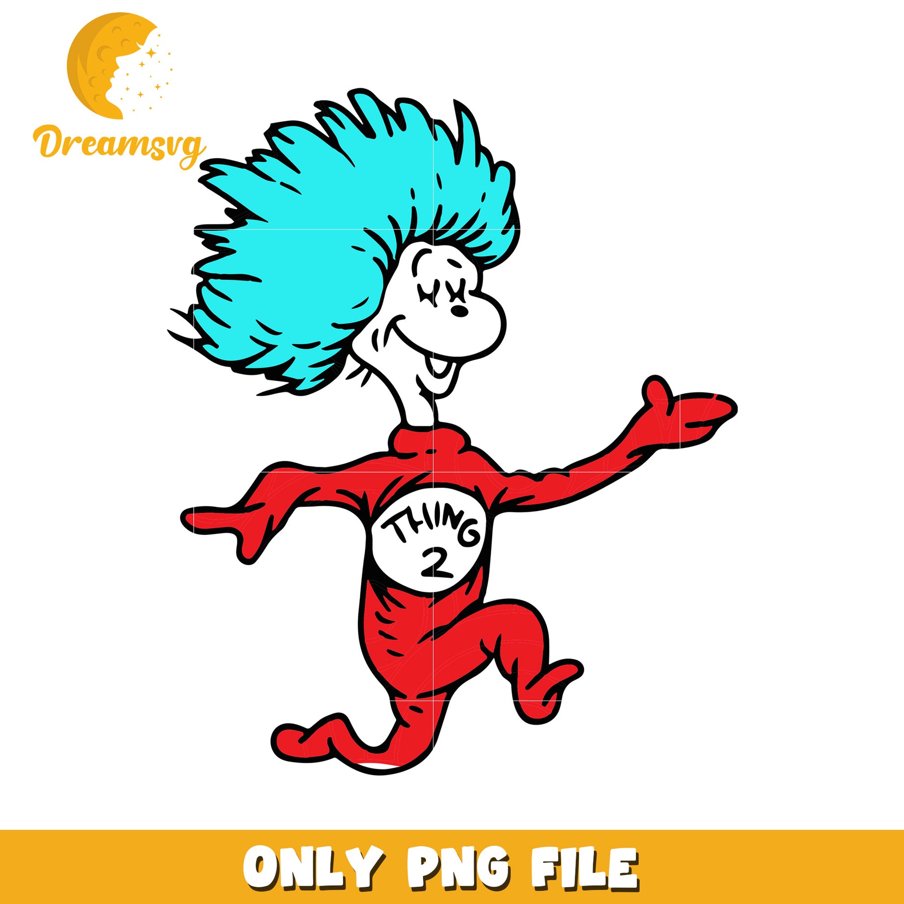 Thing 2 PNG Running Character Clipart