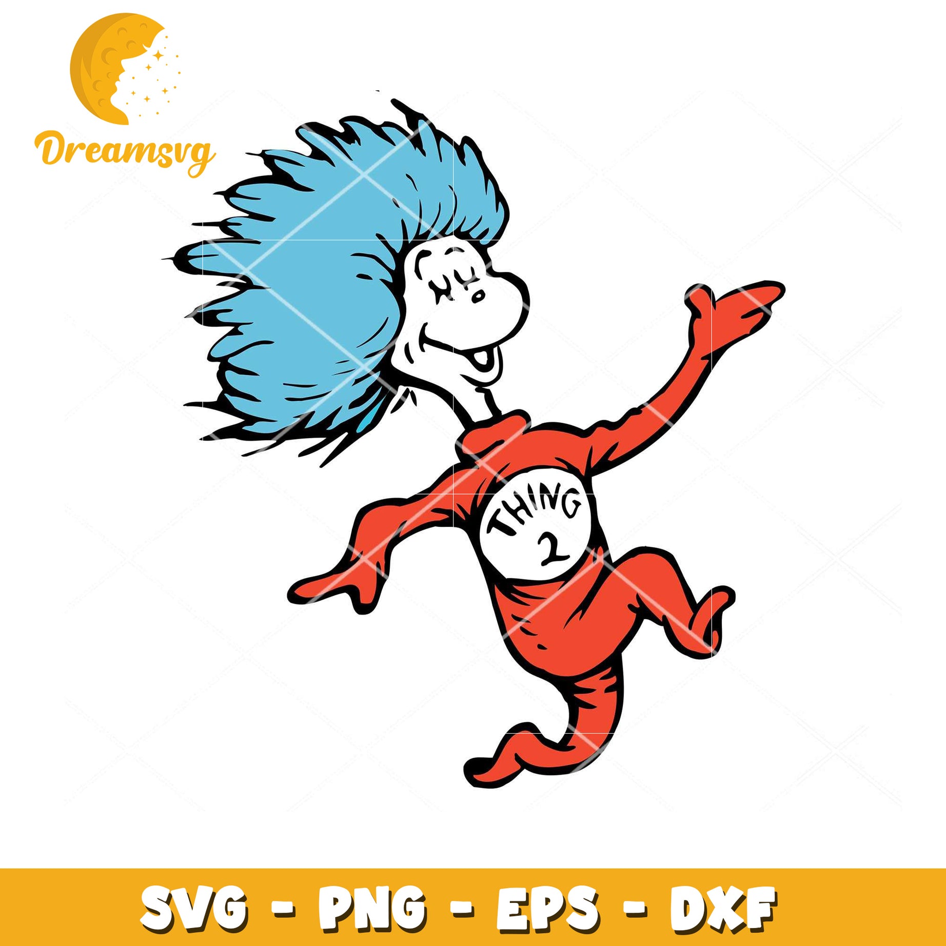 Thing 2 SVG Instant Download Fun Cartoon Character Design File