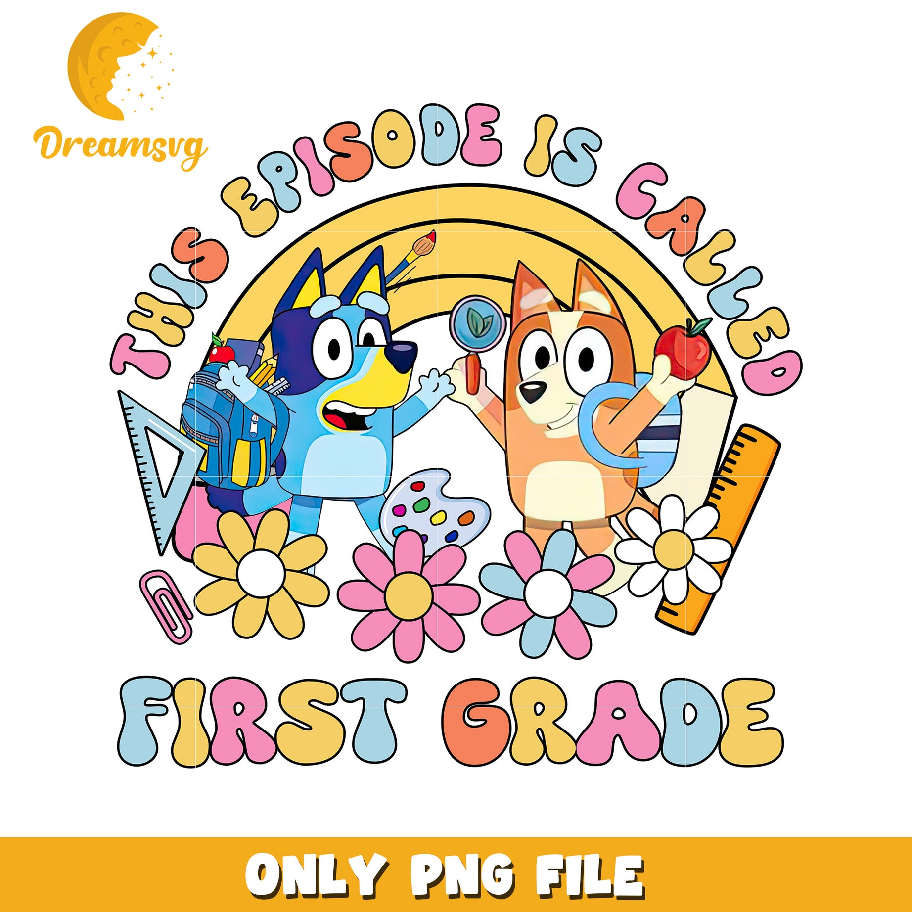 This episode called first grade png, cartoon characters png, bluey png